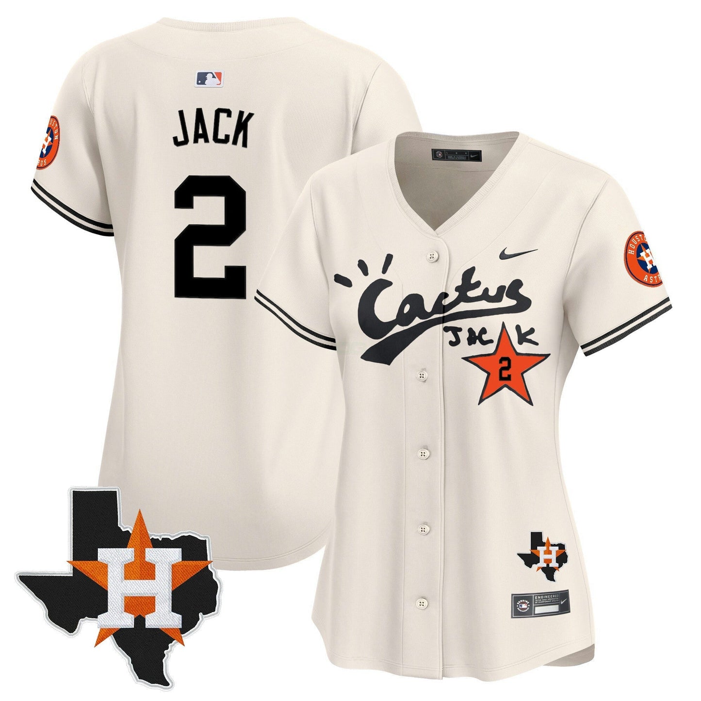 Camisa MLB Women’s Houston Cactus Jack Patch Vapor Premier Limited Jersey V11 – Stitched