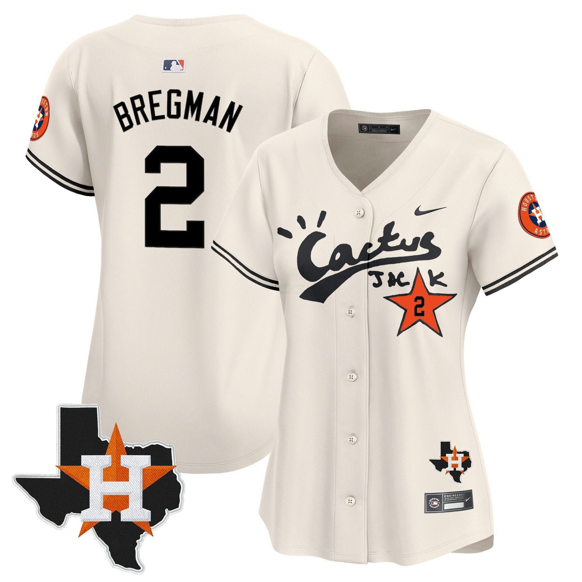 Camisa MLB Women’s Houston Cactus Jack Patch Vapor Premier Limited Jersey V11 – Stitched