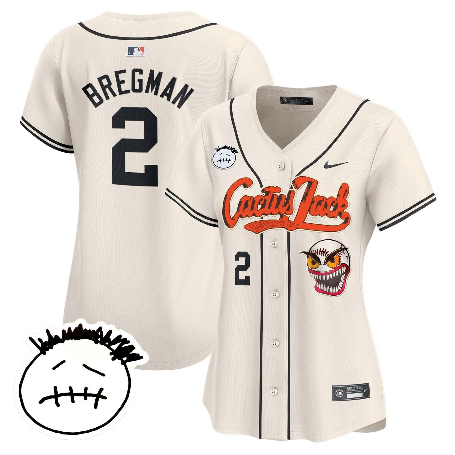 Camisa MLB Women’s Houston Cactus Jack Patch Vapor Premier Limited Jersey V3 – Stitched
