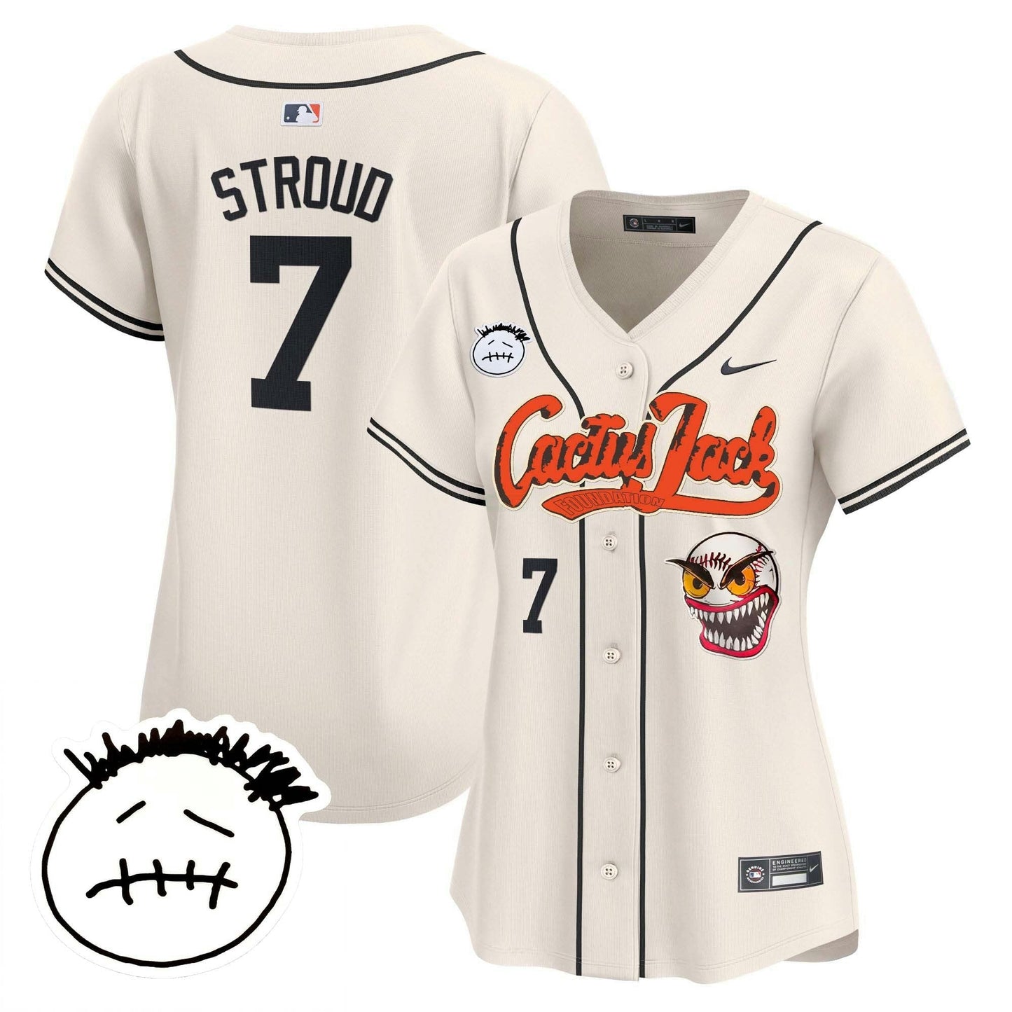 Camisa MLB Women’s Houston Cactus Jack Patch Vapor Premier Limited Jersey V3 – Stitched