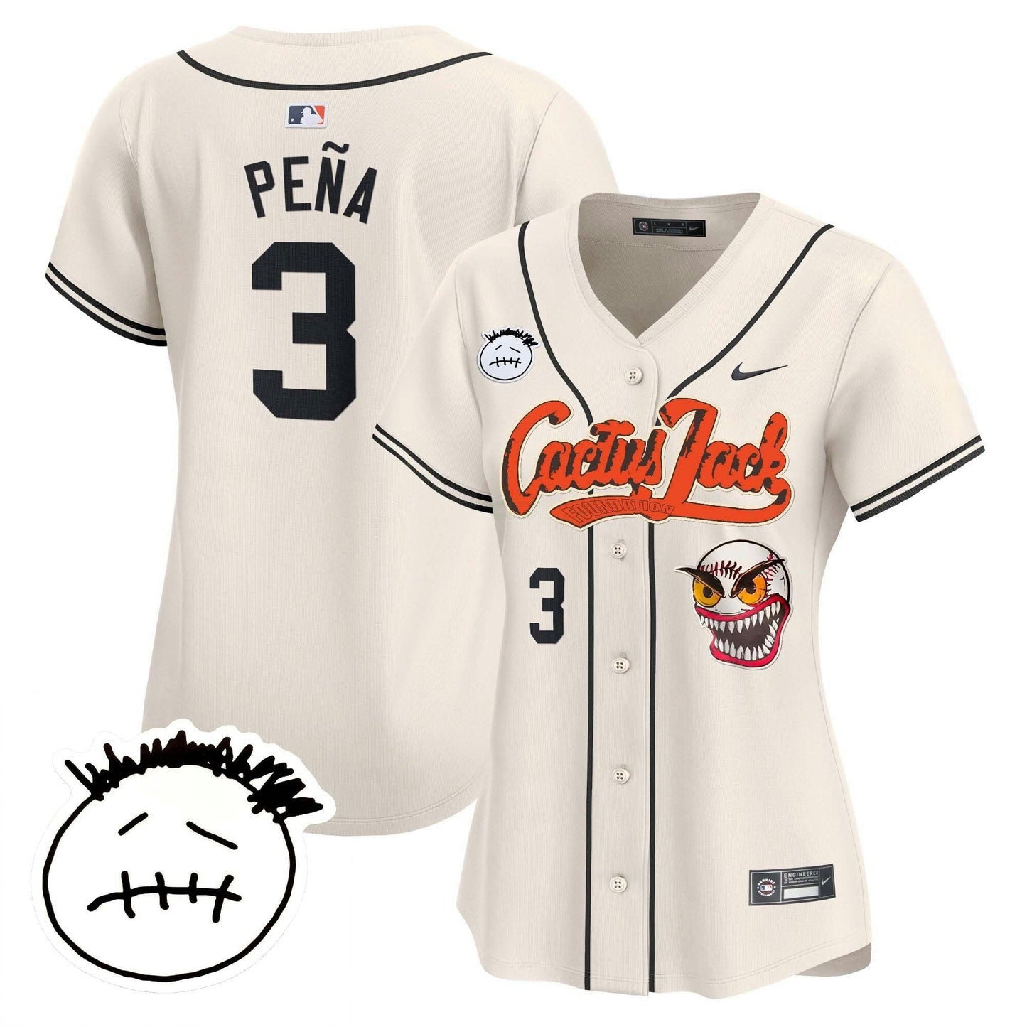 Camisa MLB Women’s Houston Cactus Jack Patch Vapor Premier Limited Jersey V3 – Stitched