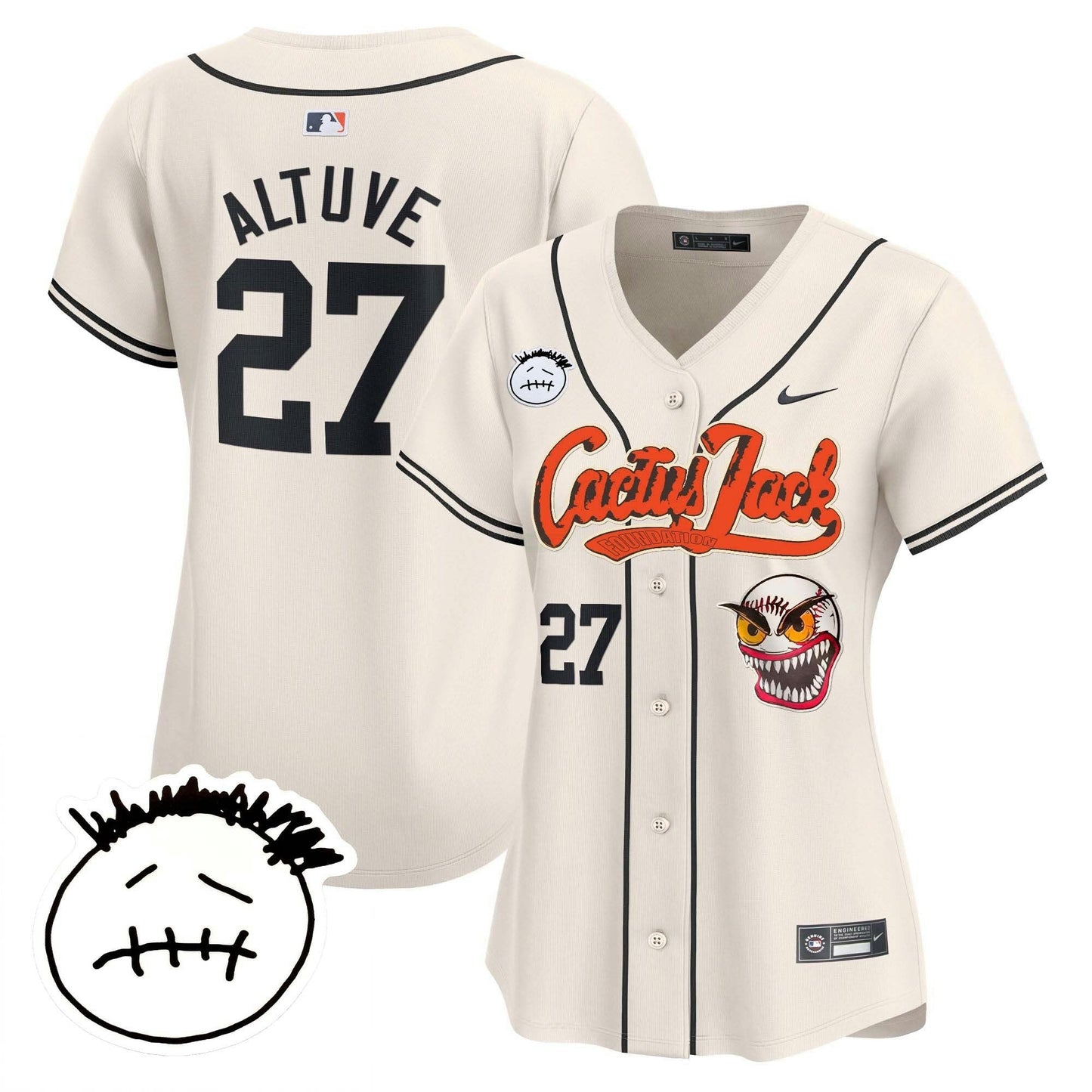 Camisa MLB Women’s Houston Cactus Jack Patch Vapor Premier Limited Jersey V3 – Stitched