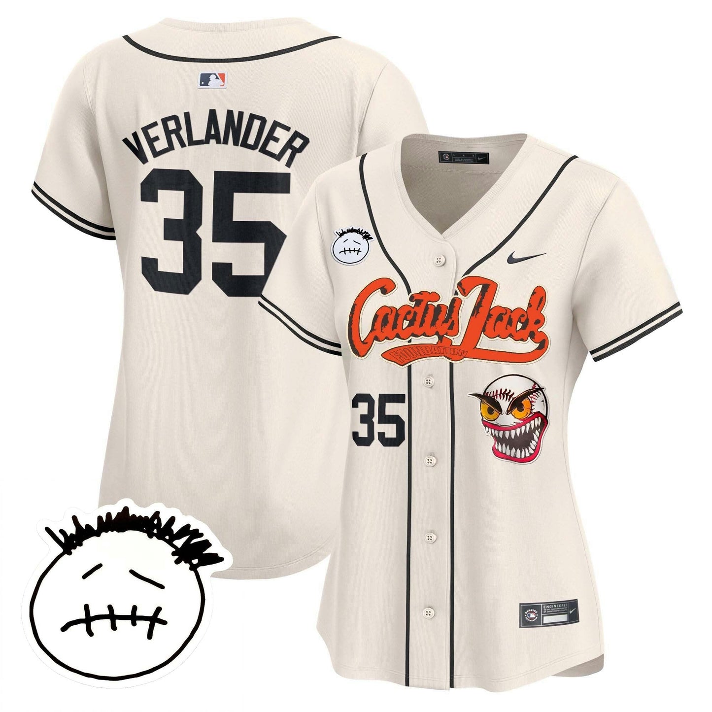 Camisa MLB Women’s Houston Cactus Jack Patch Vapor Premier Limited Jersey V3 – Stitched