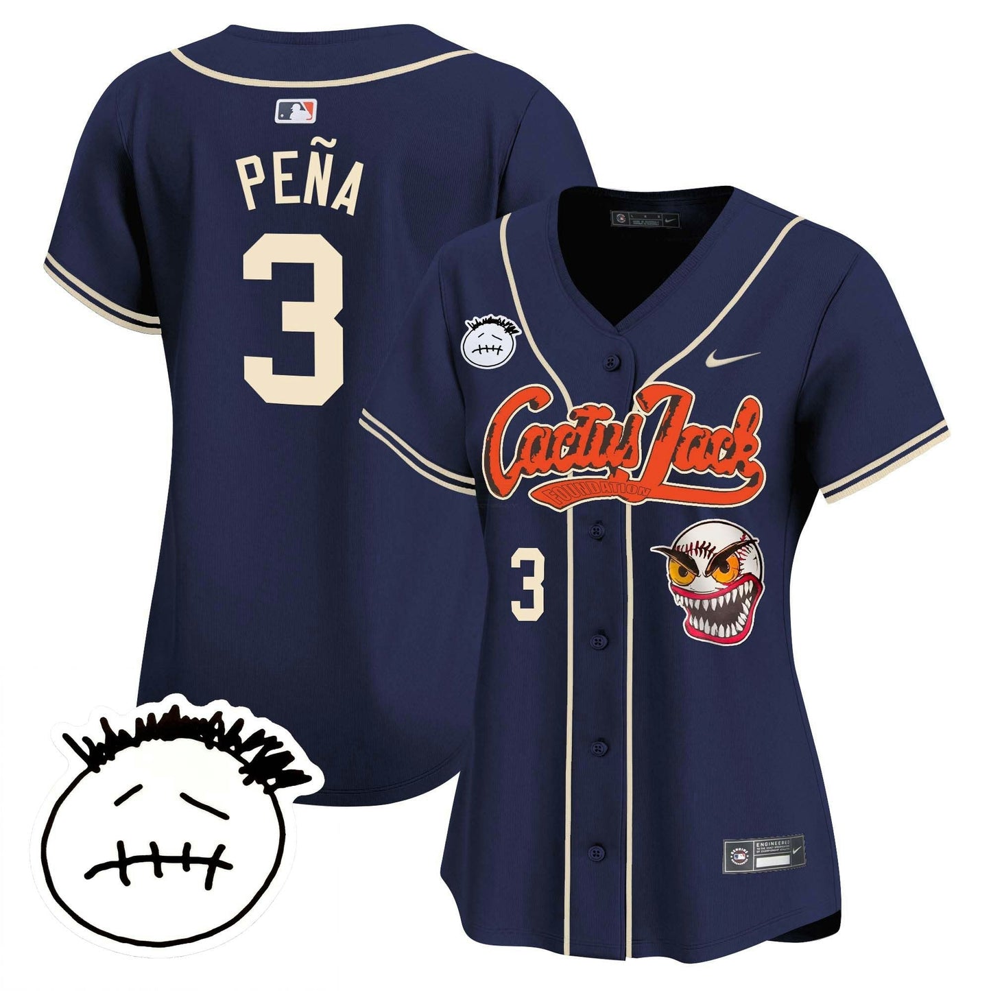 Camisa MLB Women’s Houston Cactus Jack Patch Vapor Premier Limited Jersey V3 – Stitched