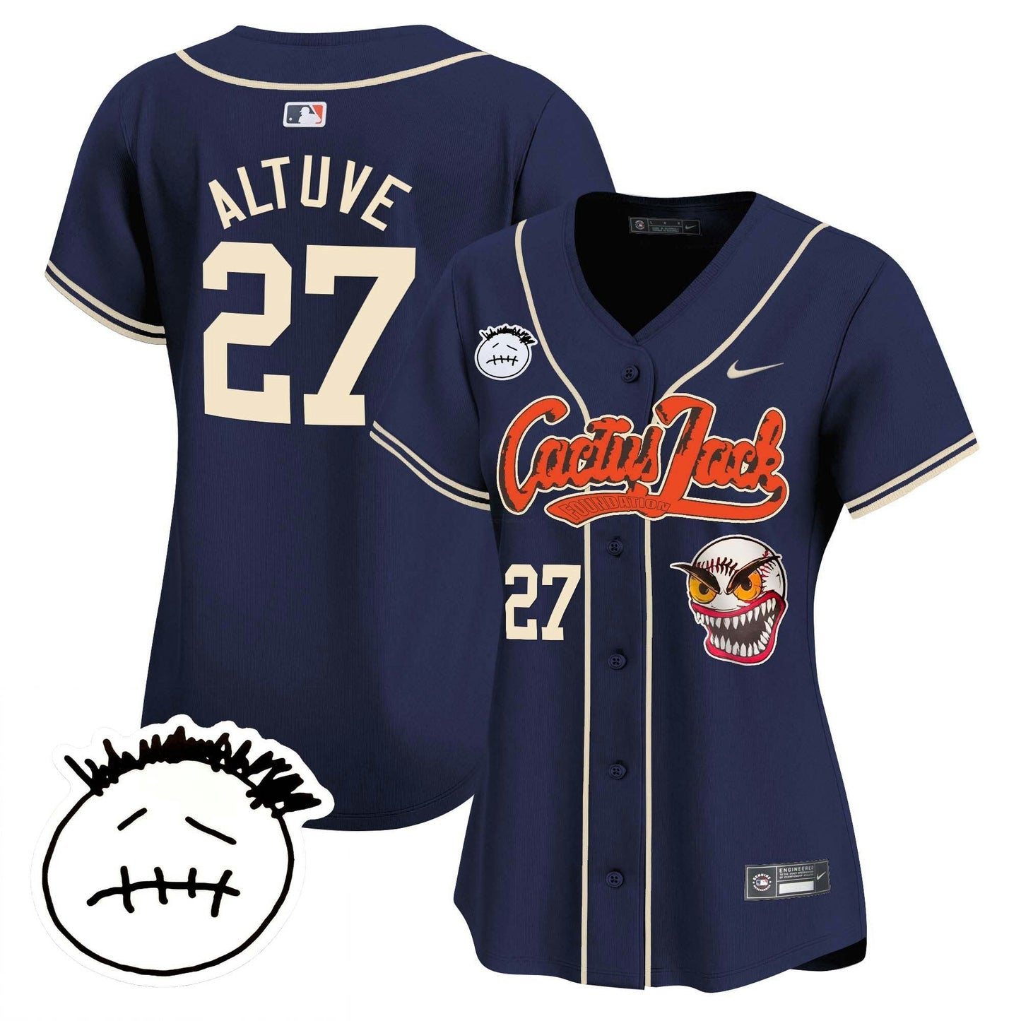 Camisa MLB Women’s Houston Cactus Jack Patch Vapor Premier Limited Jersey V3 – Stitched