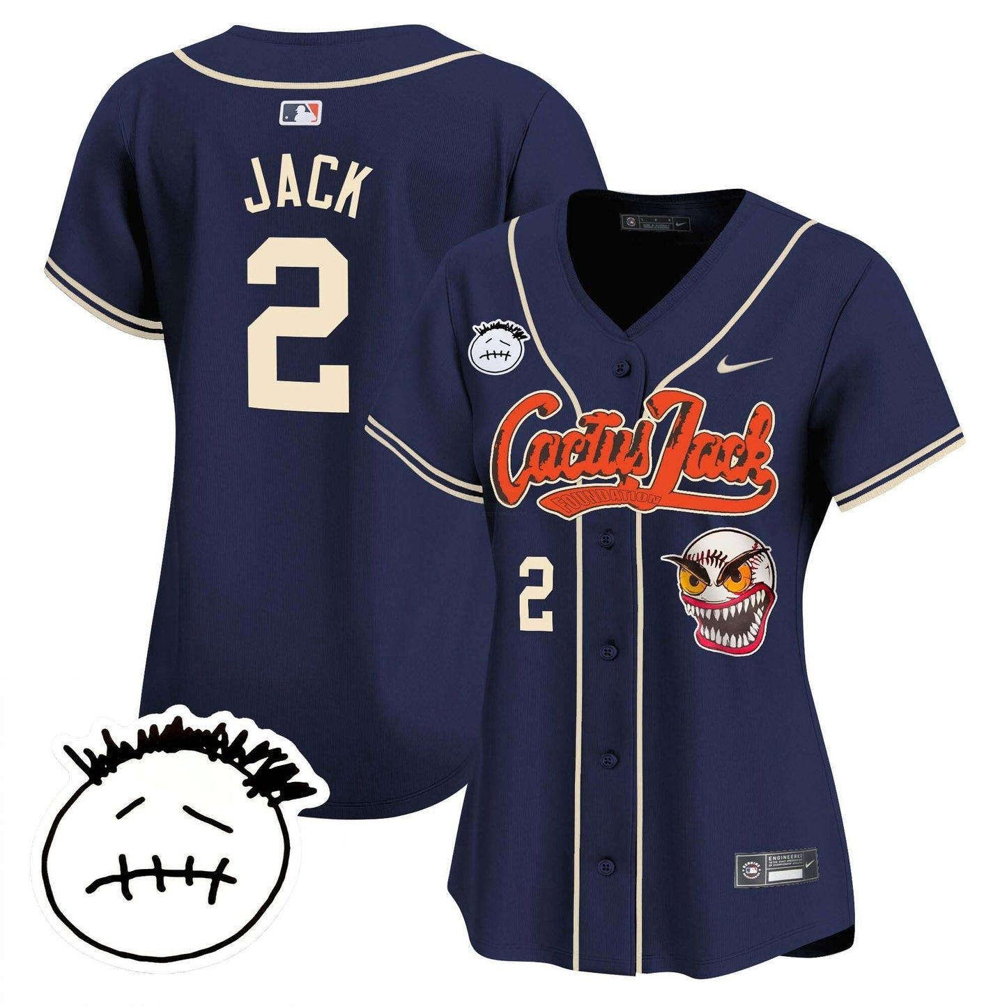Camisa MLB Women’s Houston Cactus Jack Patch Vapor Premier Limited Jersey V3 – Stitched