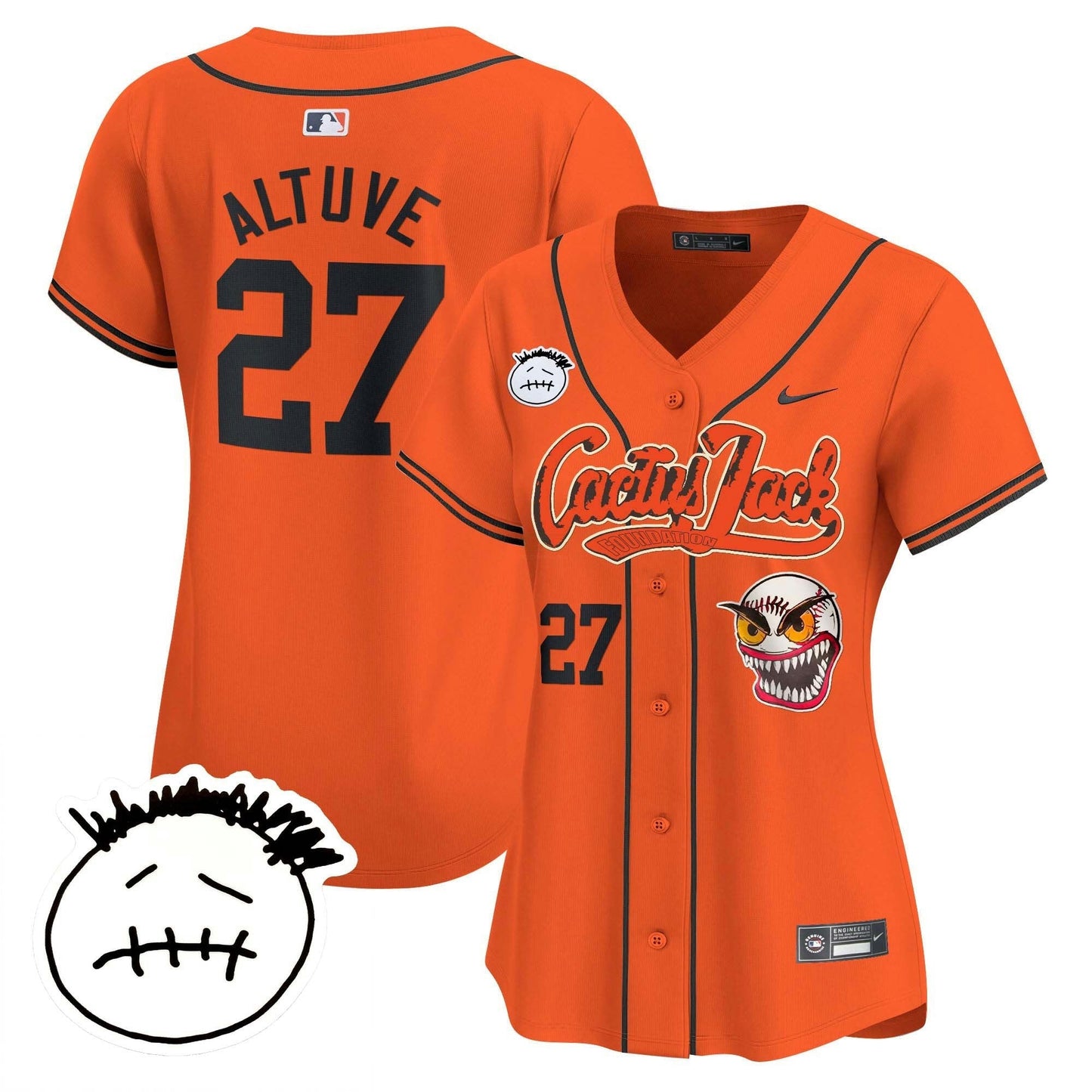 Camisa MLB Women’s Houston Cactus Jack Patch Vapor Premier Limited Jersey V3 – Stitched