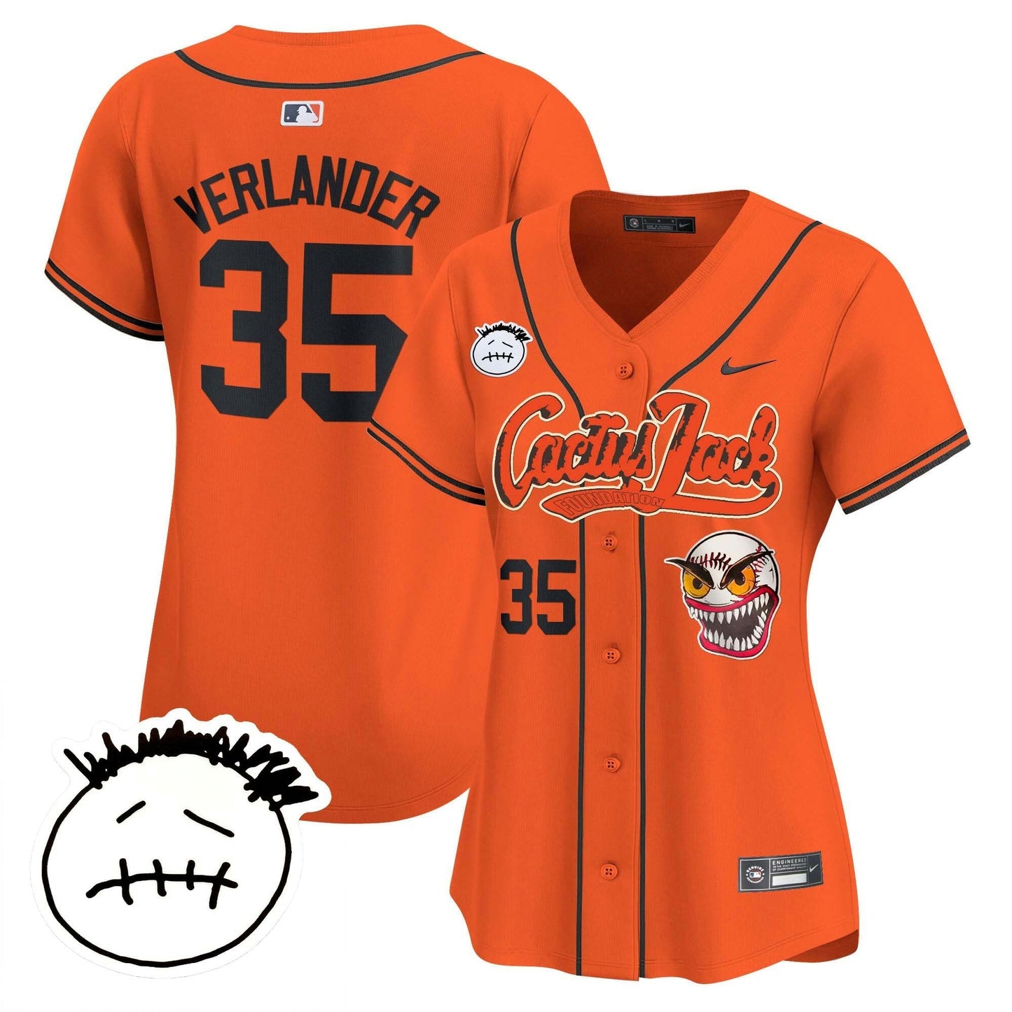 Camisa MLB Women’s Houston Cactus Jack Patch Vapor Premier Limited Jersey V3 – Stitched