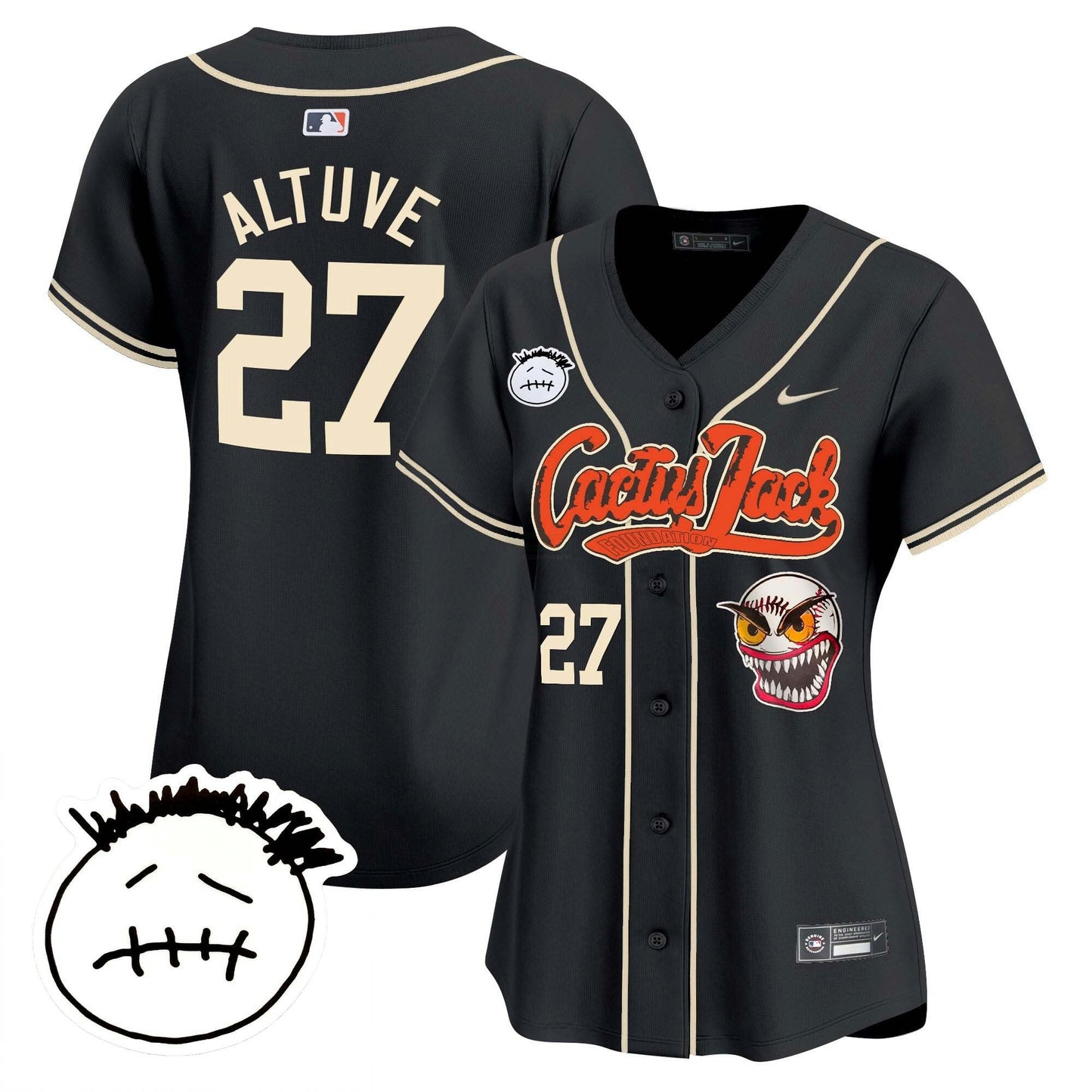 Camisa MLB Women’s Houston Cactus Jack Patch Vapor Premier Limited Jersey V3 – Stitched