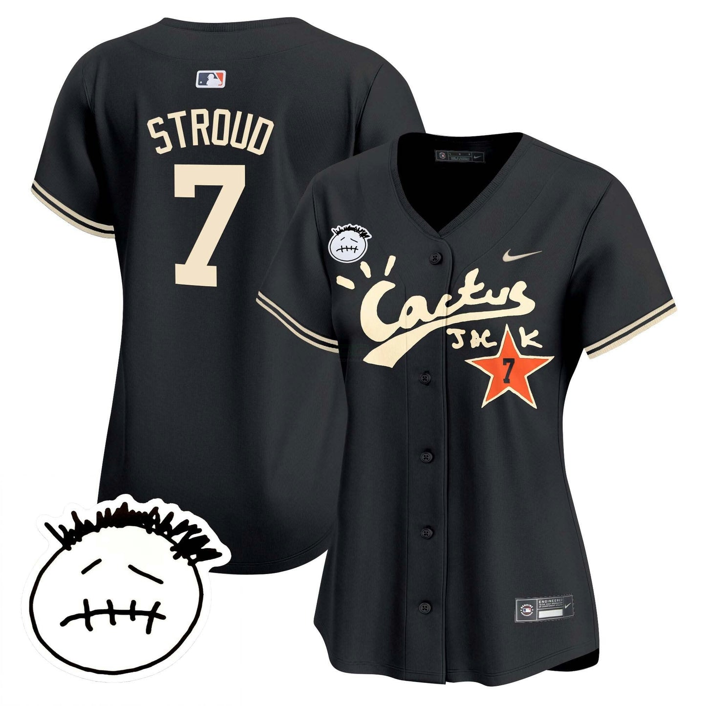 Camisa MLB Women’s Houston Cactus Jack Patch Vapor Premier Limited Jersey V4 – Stitched