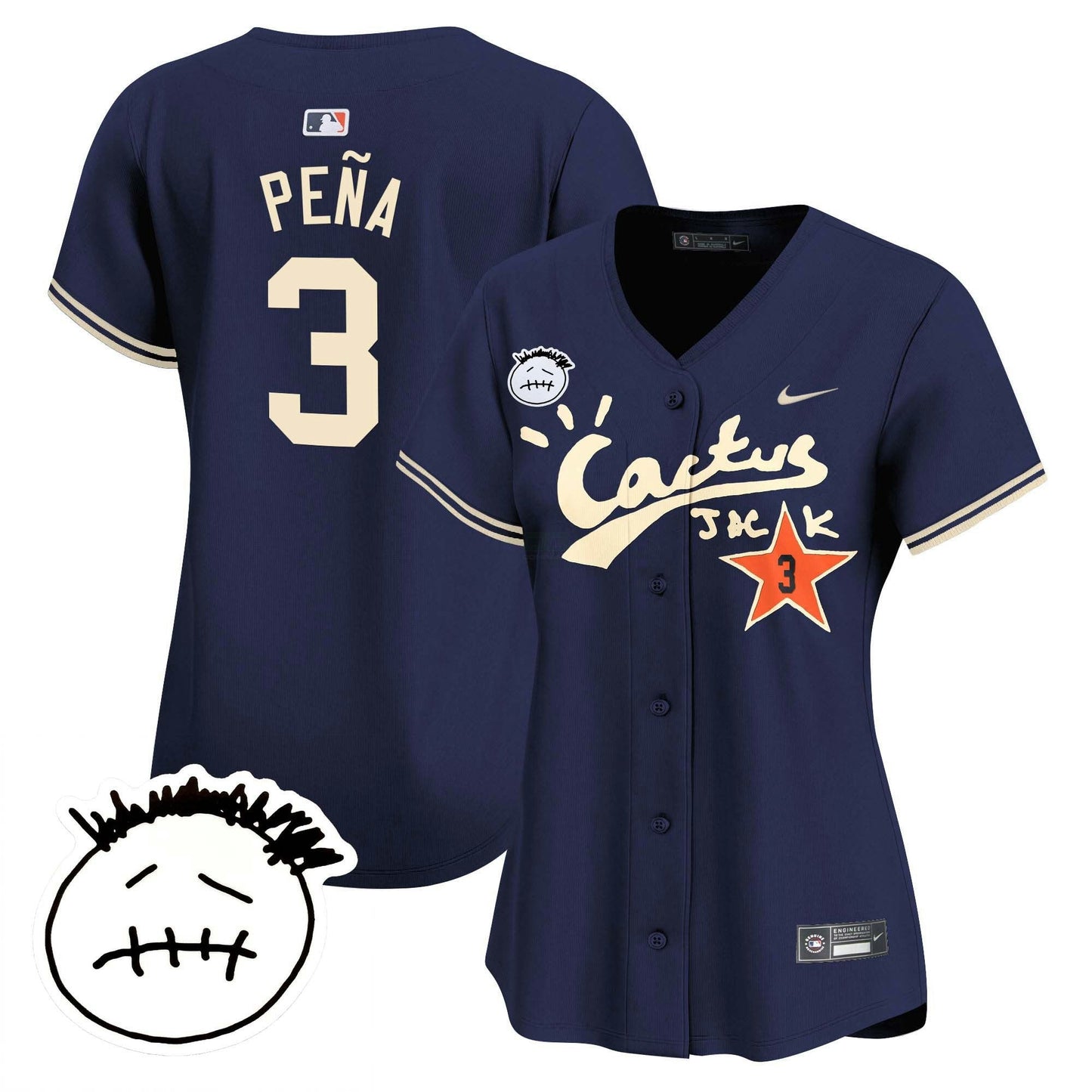 Camisa MLB Women’s Houston Cactus Jack Patch Vapor Premier Limited Jersey V4 – Stitched