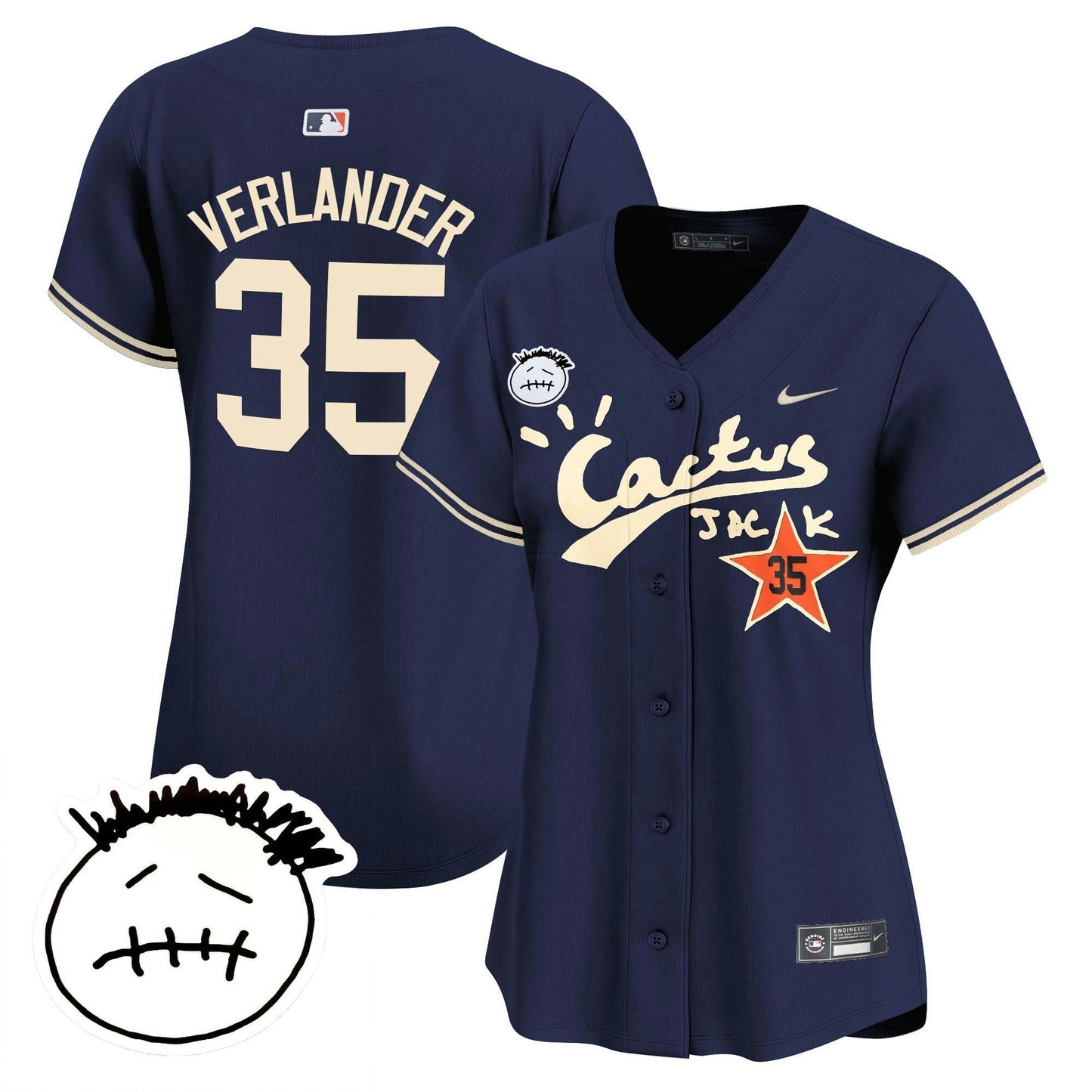 Camisa MLB Women’s Houston Cactus Jack Patch Vapor Premier Limited Jersey V4 – Stitched