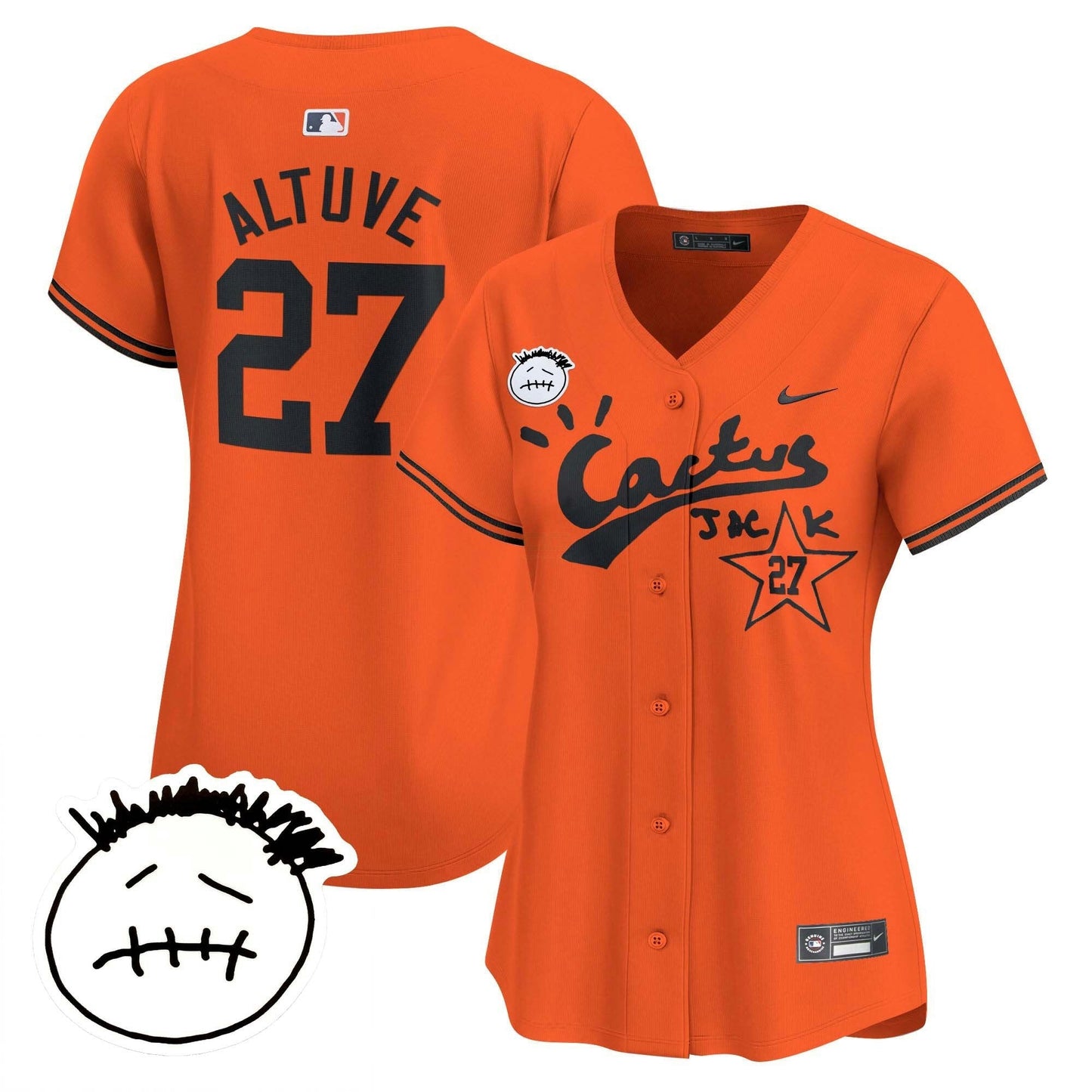 Camisa MLB Women’s Houston Cactus Jack Patch Vapor Premier Limited Jersey V4 – Stitched