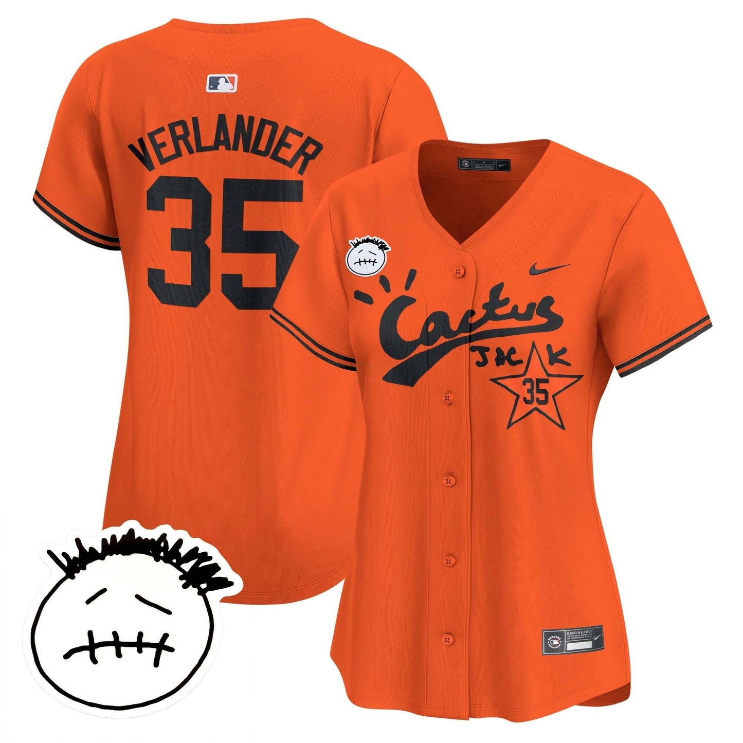 Camisa MLB Women’s Houston Cactus Jack Patch Vapor Premier Limited Jersey V4 – Stitched
