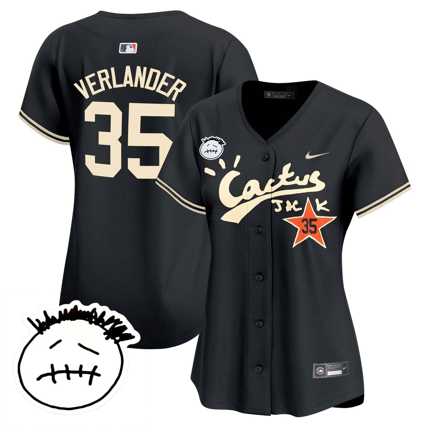 Camisa MLB Women’s Houston Cactus Jack Patch Vapor Premier Limited Jersey V4 – Stitched