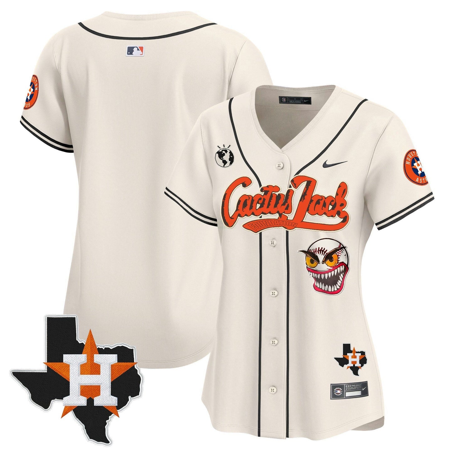 Camisa MLB Women’s Houston Cactus Jack Patch Vapor Premier Limited Jersey V6 – Stitched