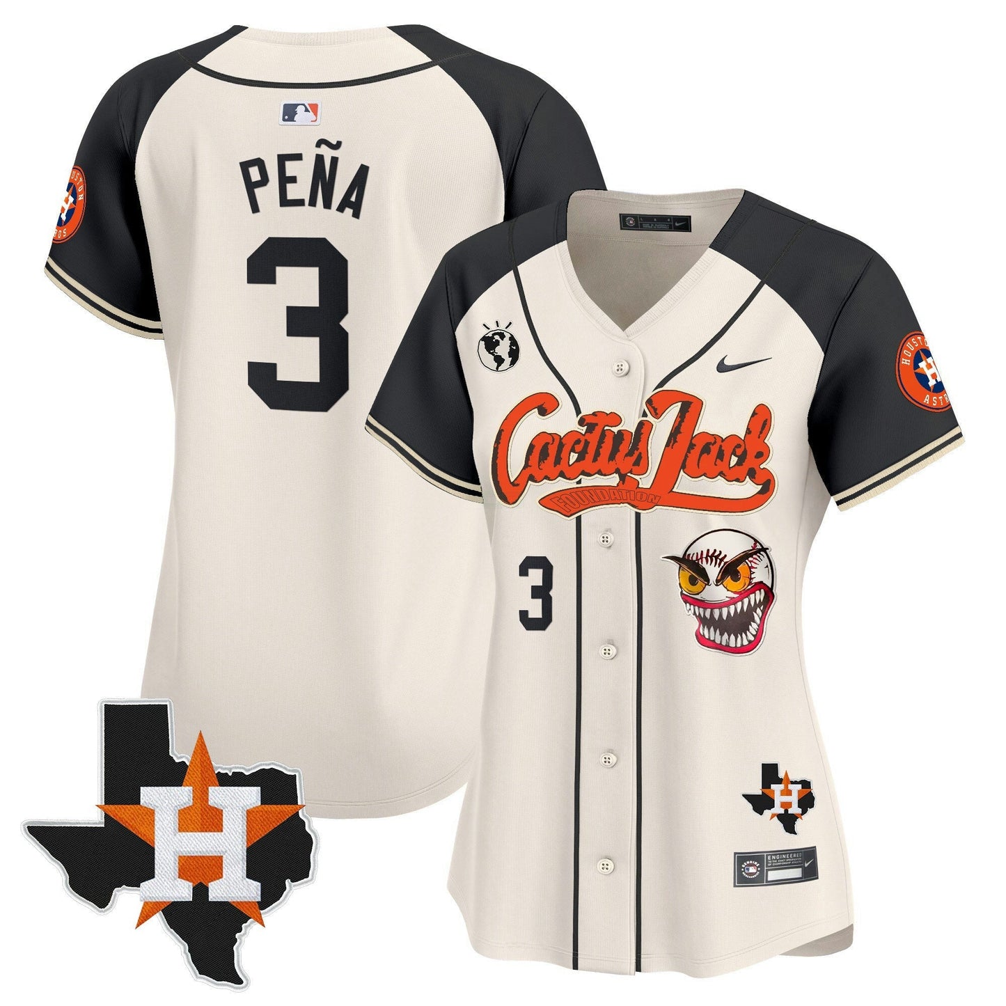 Camisa MLB Women’s Houston Cactus Jack Patch Vapor Premier Limited Jersey V6 – Stitched