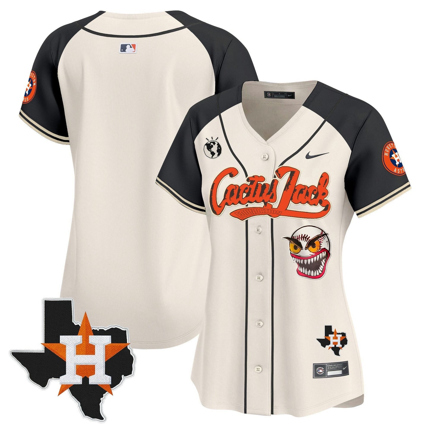 Camisa MLB Women’s Houston Cactus Jack Patch Vapor Premier Limited Jersey V6 – Stitched