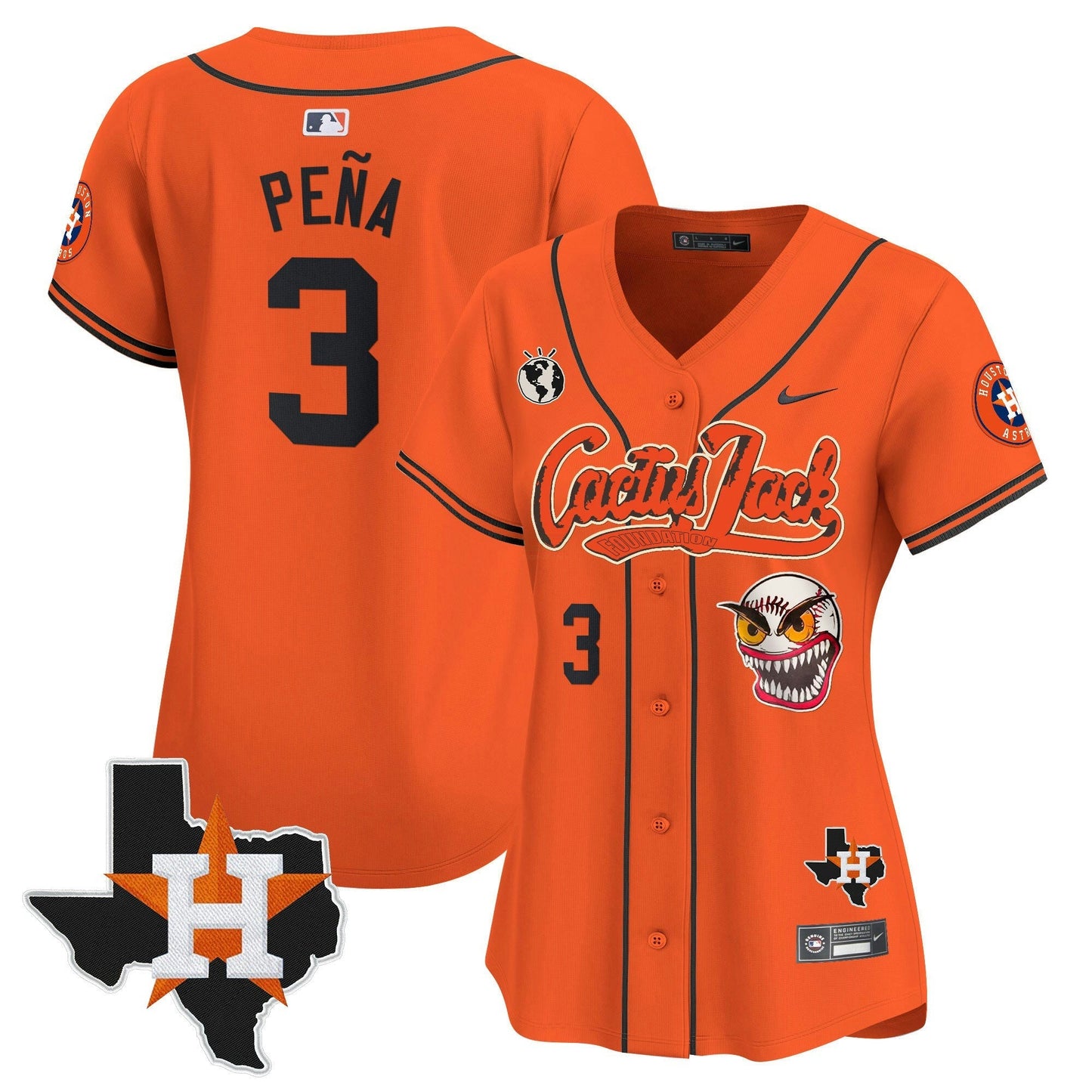Camisa MLB Women’s Houston Cactus Jack Patch Vapor Premier Limited Jersey V6 – Stitched