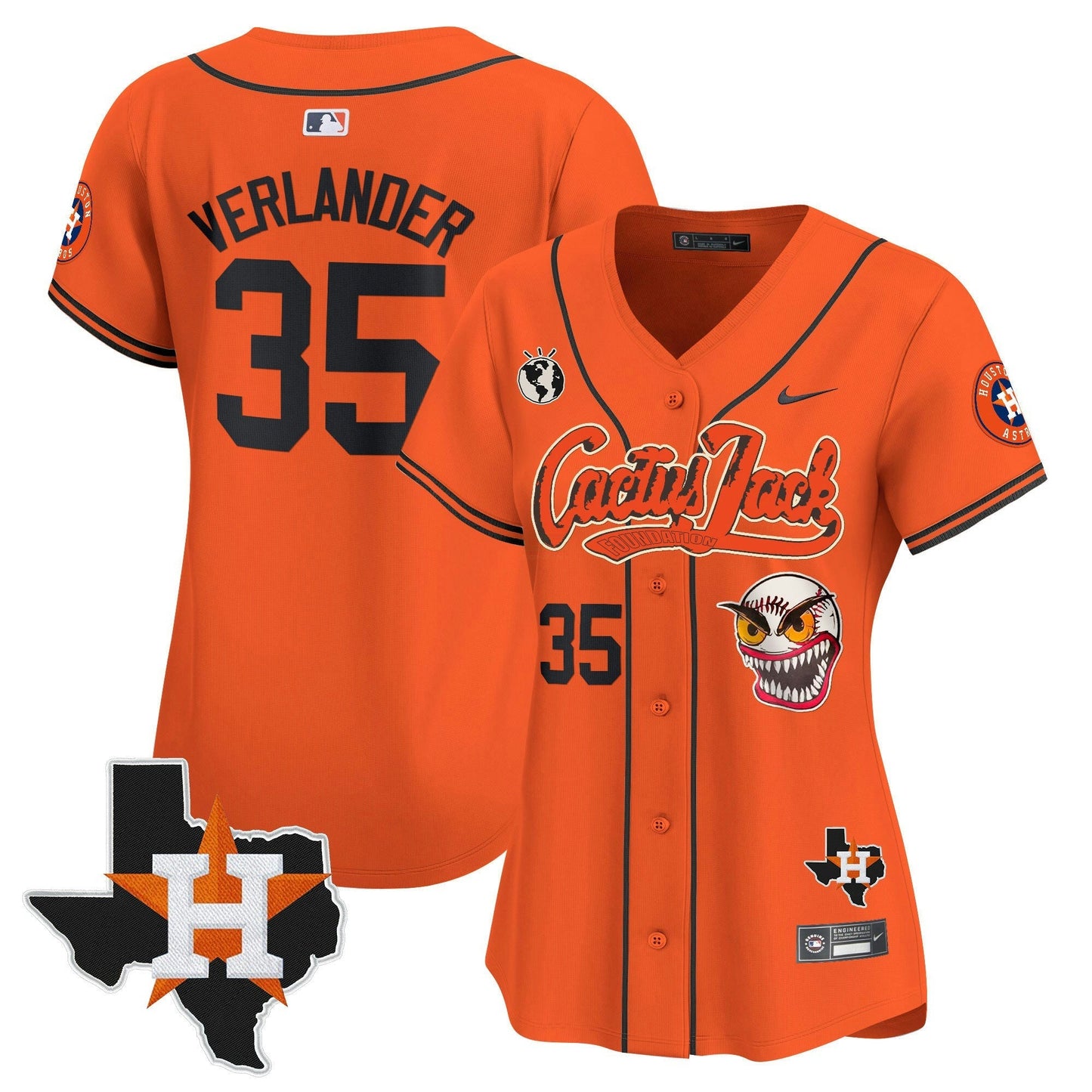 Camisa MLB Women’s Houston Cactus Jack Patch Vapor Premier Limited Jersey V6 – Stitched