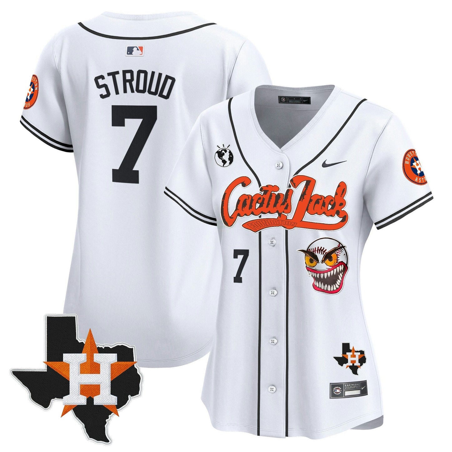 Camisa MLB Women’s Houston Cactus Jack Patch Vapor Premier Limited Jersey V6 – Stitched
