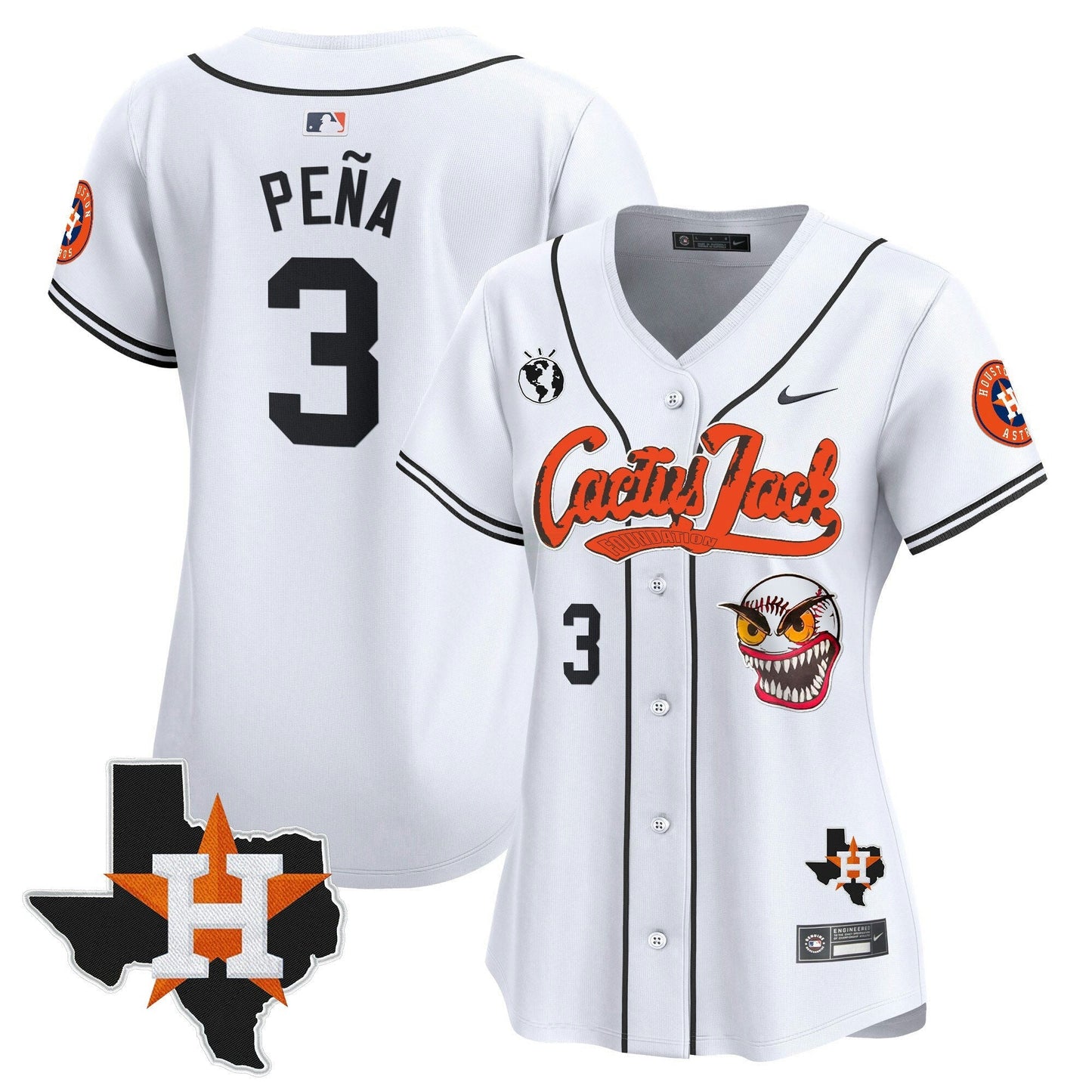 Camisa MLB Women’s Houston Cactus Jack Patch Vapor Premier Limited Jersey V6 – Stitched