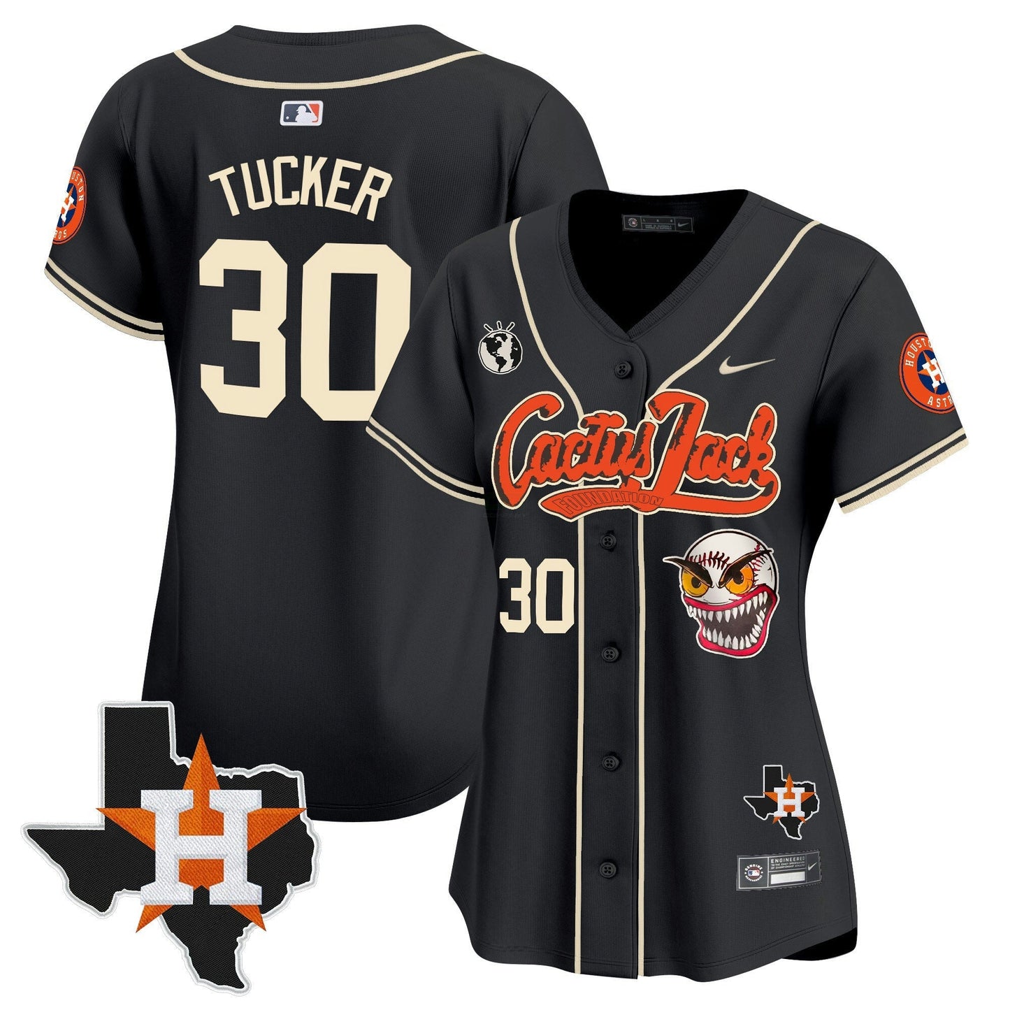 Camisa MLB Women’s Houston Cactus Jack Patch Vapor Premier Limited Jersey V6 – Stitched