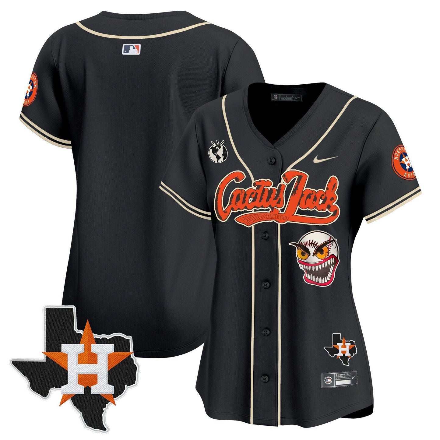Camisa MLB Women’s Houston Cactus Jack Patch Vapor Premier Limited Jersey V6 – Stitched