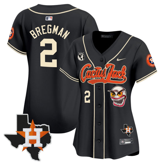 Camisa MLB Women’s Houston Cactus Jack Patch Vapor Premier Limited Jersey V6 – Stitched