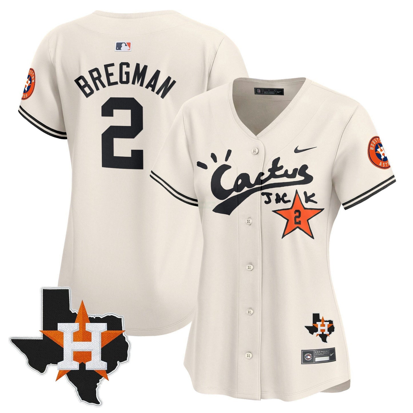 Camisa MLB Women’s Houston Cactus Jack Patch Vapor Premier Limited Jersey V7 – Stitched