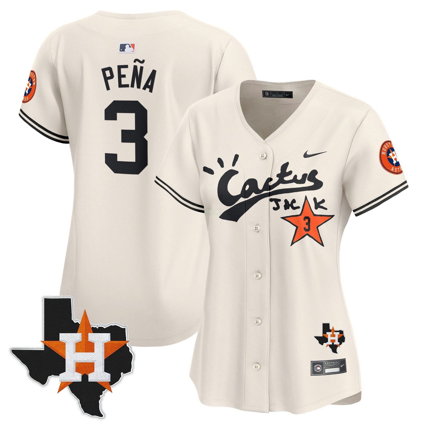 Camisa MLB Women’s Houston Cactus Jack Patch Vapor Premier Limited Jersey V7 – Stitched