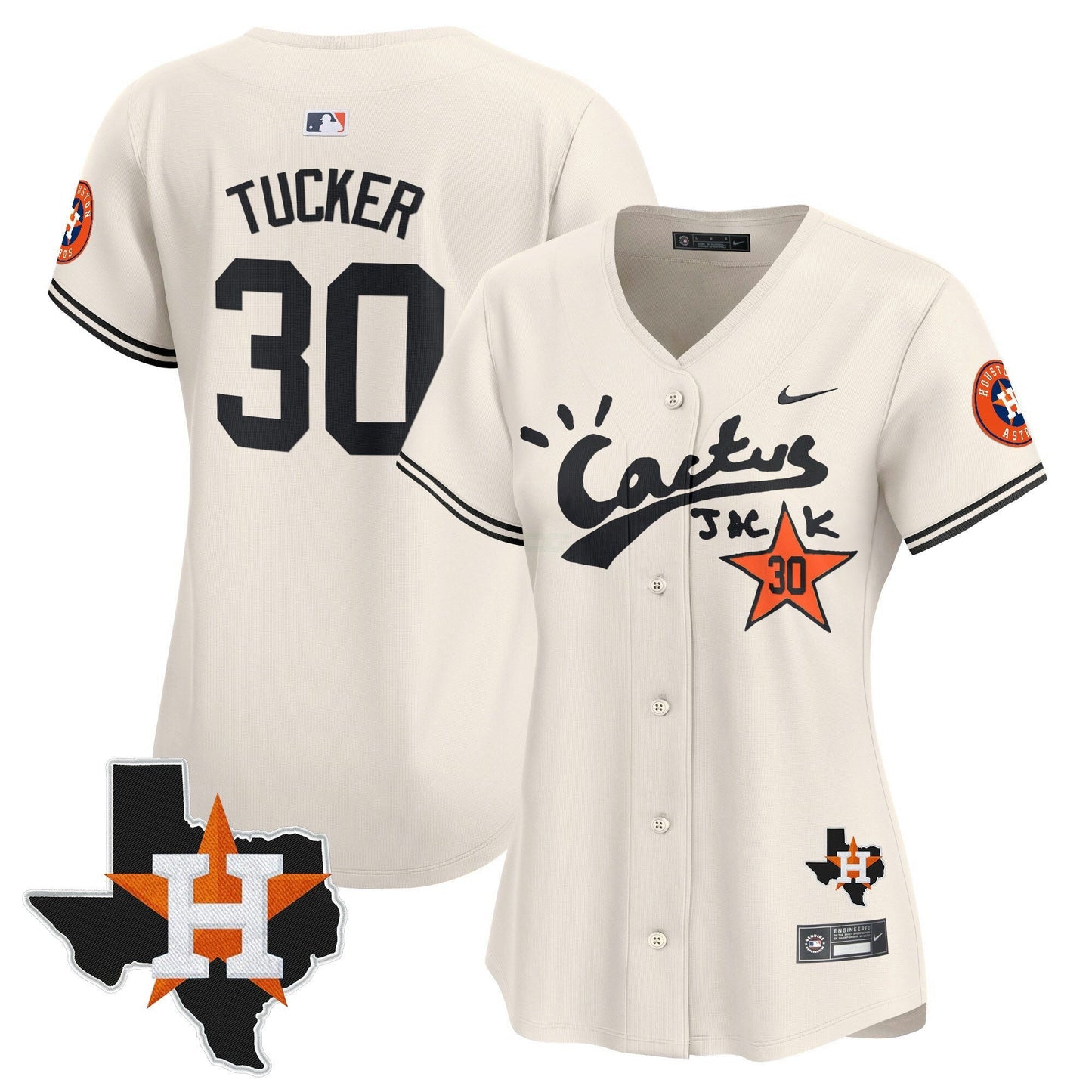 Camisa MLB Women’s Houston Cactus Jack Patch Vapor Premier Limited Jersey V7 – Stitched