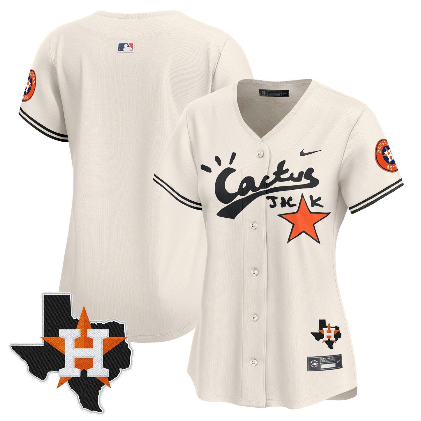 Camisa MLB Women’s Houston Cactus Jack Patch Vapor Premier Limited Jersey V7 – Stitched