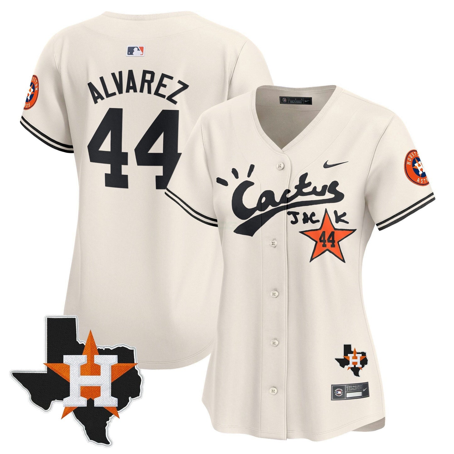 Camisa MLB Women’s Houston Cactus Jack Patch Vapor Premier Limited Jersey V7 – Stitched