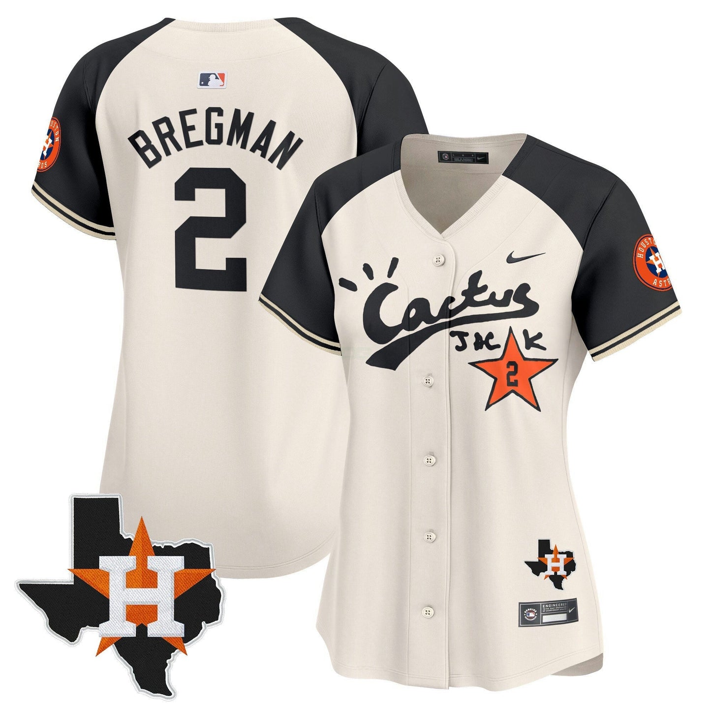 Camisa MLB Women’s Houston Cactus Jack Patch Vapor Premier Limited Jersey V7 – Stitched