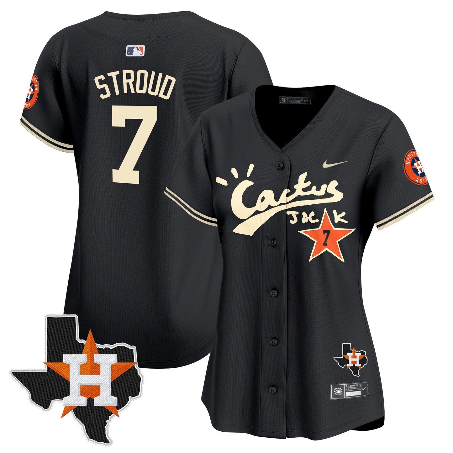 Camisa MLB Women’s Houston Cactus Jack Patch Vapor Premier Limited Jersey V7 – Stitched