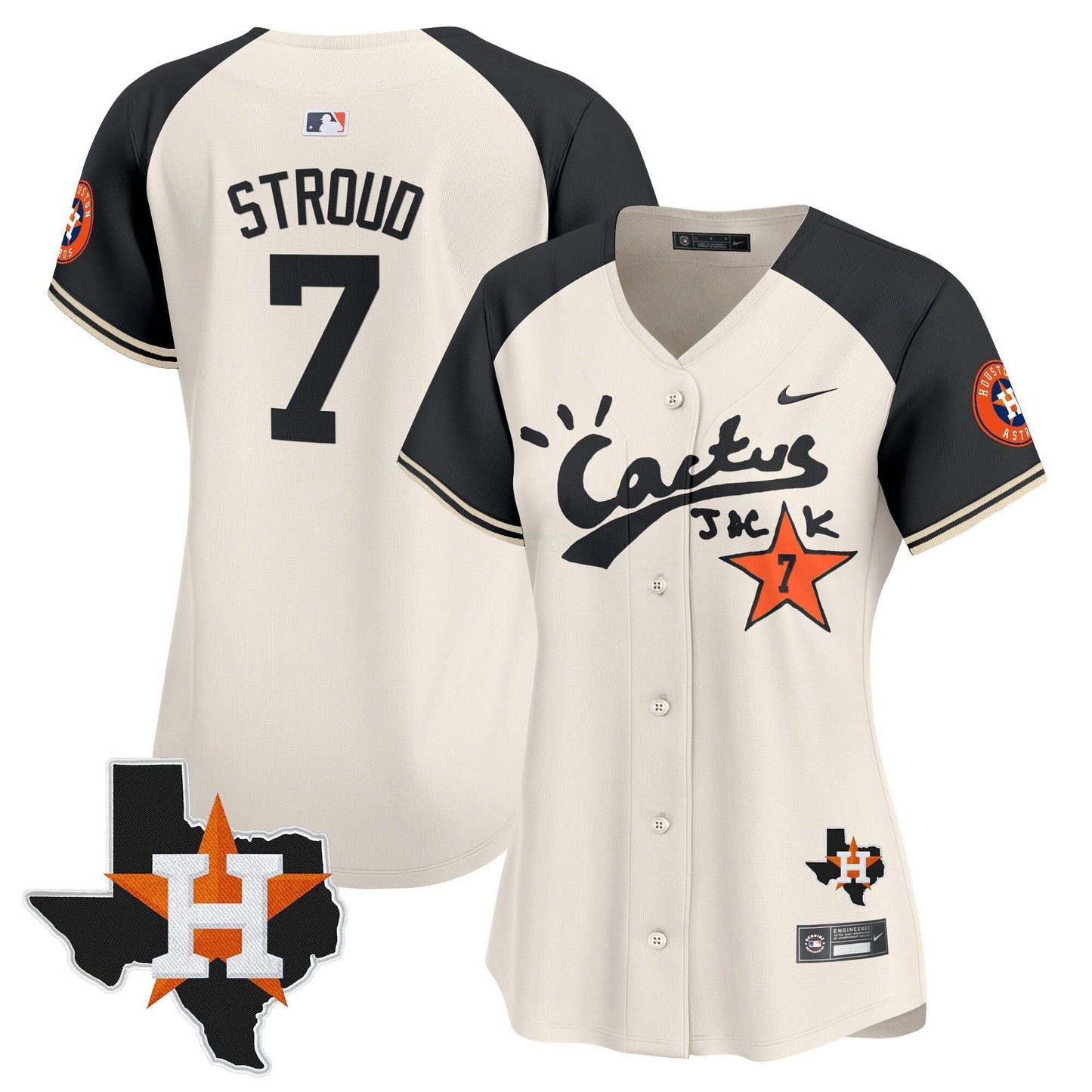Camisa MLB Women’s Houston Cactus Jack Patch Vapor Premier Limited Jersey V7 – Stitched