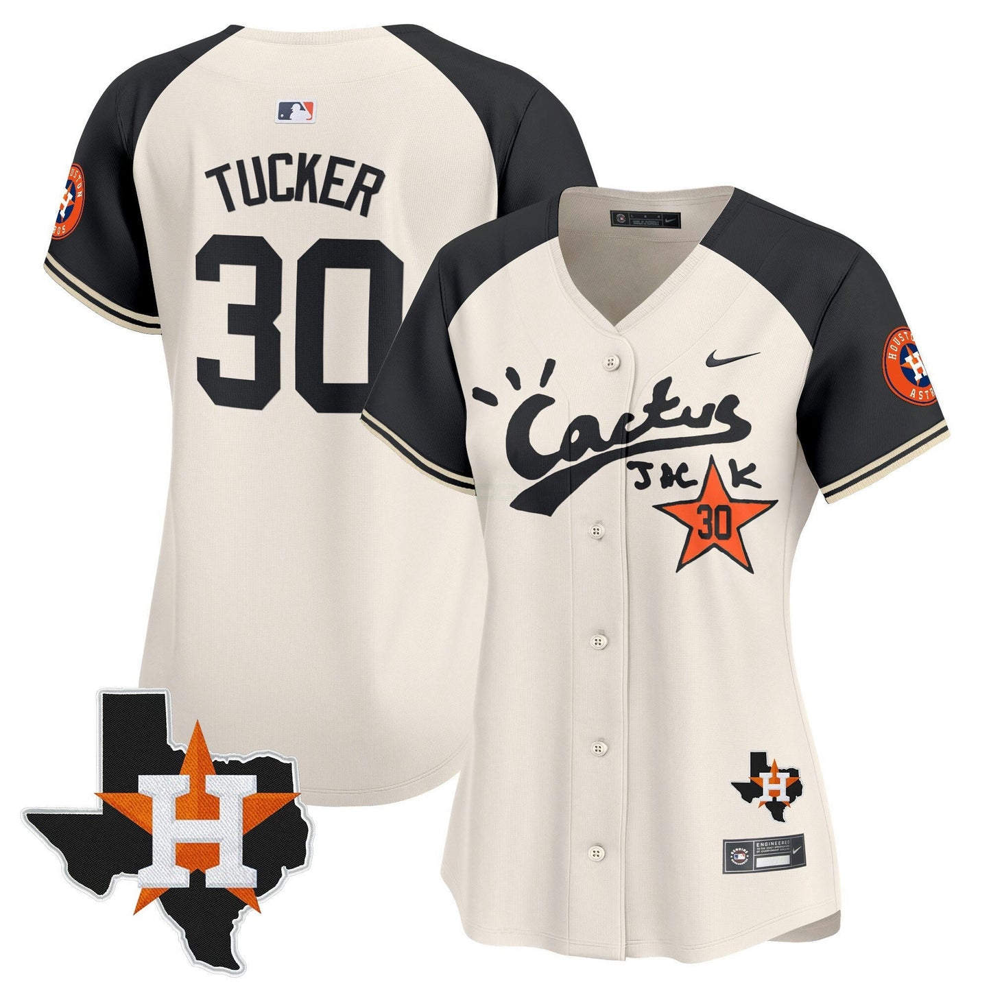 Camisa MLB Women’s Houston Cactus Jack Patch Vapor Premier Limited Jersey V7 – Stitched