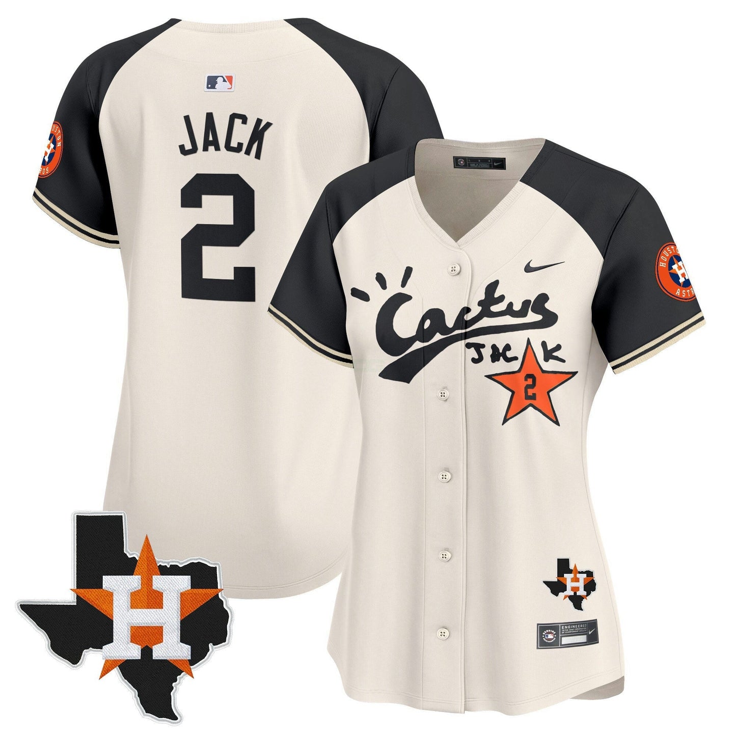 Camisa MLB Women’s Houston Cactus Jack Patch Vapor Premier Limited Jersey V7 – Stitched