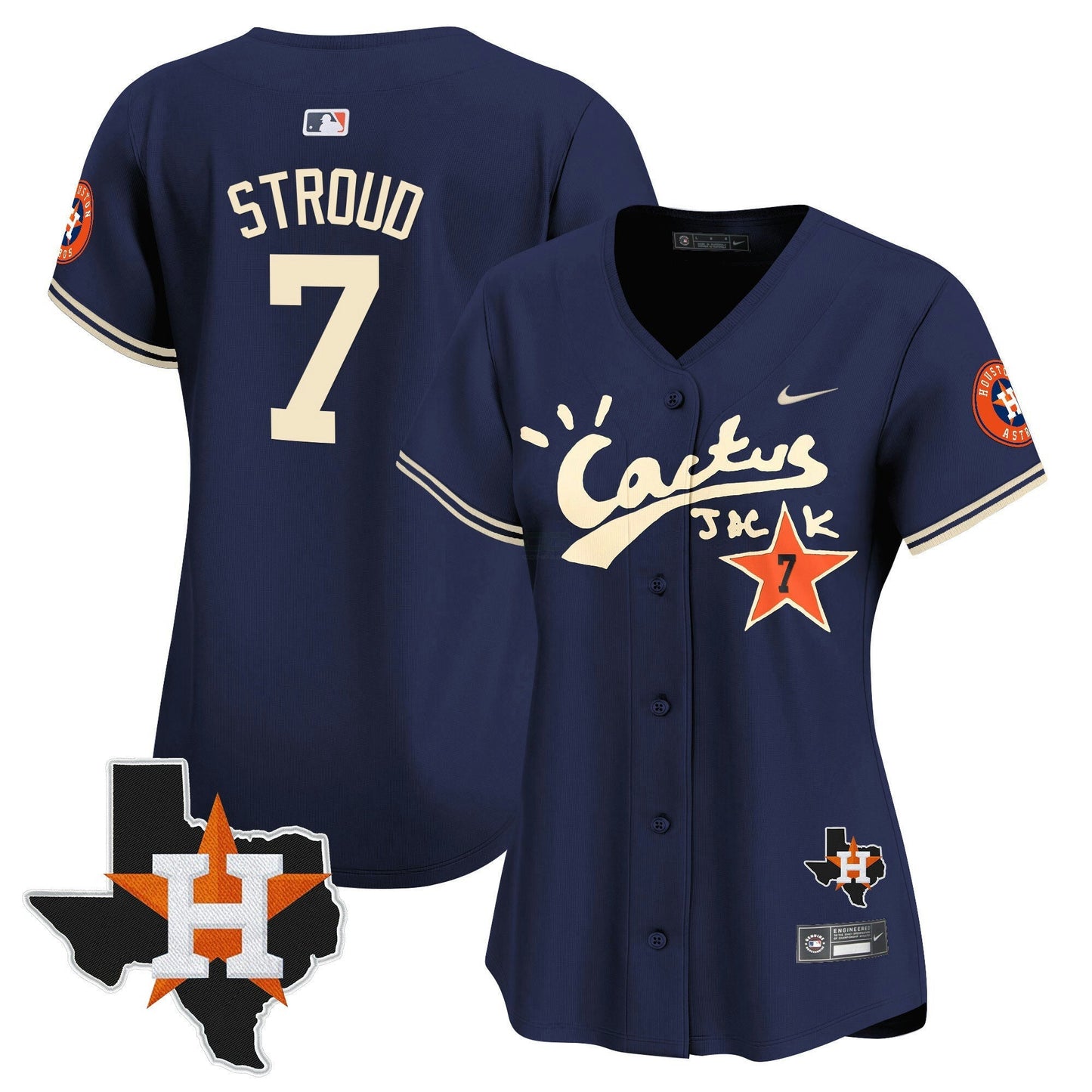 Camisa MLB Women’s Houston Cactus Jack Patch Vapor Premier Limited Jersey V7 – Stitched