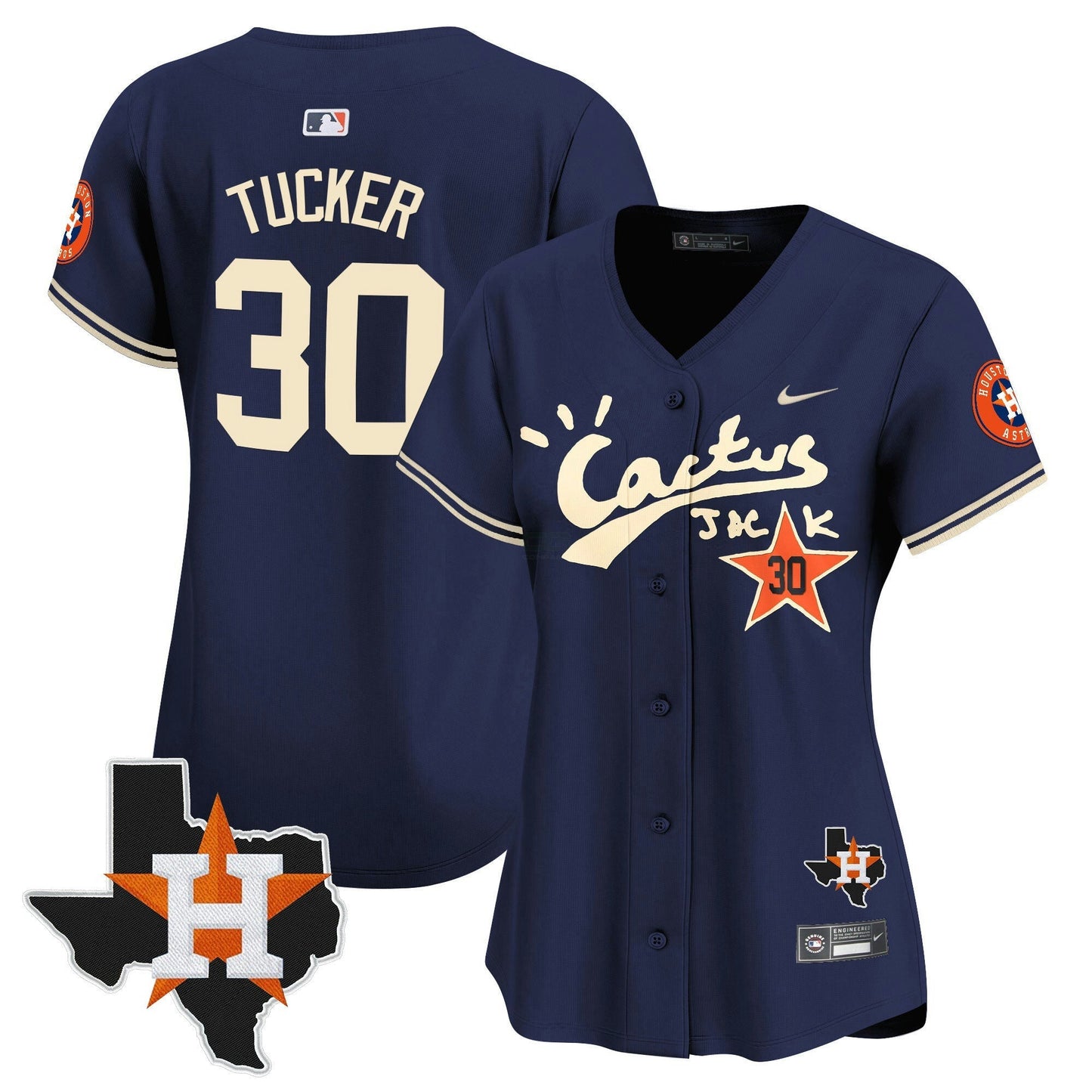 Camisa MLB Women’s Houston Cactus Jack Patch Vapor Premier Limited Jersey V7 – Stitched