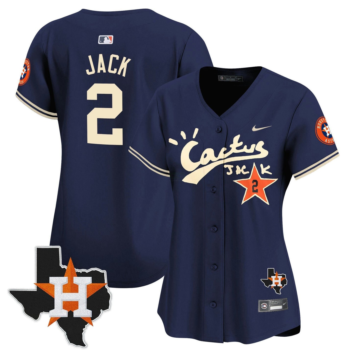 Camisa MLB Women’s Houston Cactus Jack Patch Vapor Premier Limited Jersey V7 – Stitched