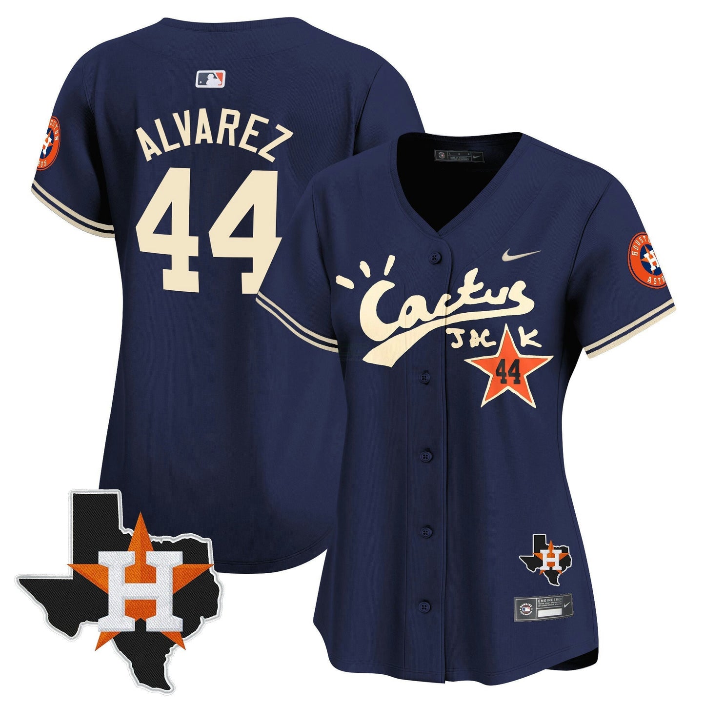 Camisa MLB Women’s Houston Cactus Jack Patch Vapor Premier Limited Jersey V7 – Stitched