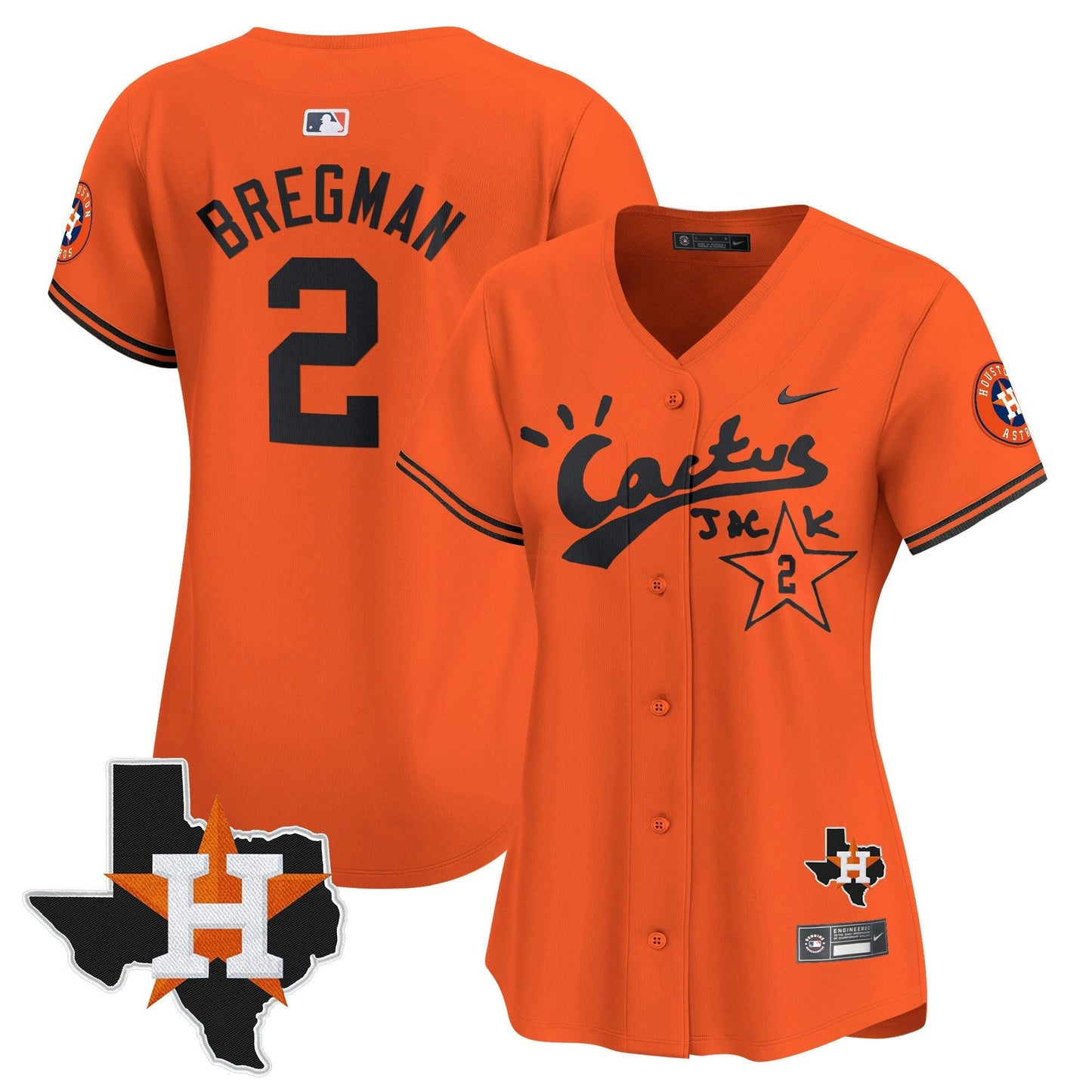 Camisa MLB Women’s Houston Cactus Jack Patch Vapor Premier Limited Jersey V7 – Stitched
