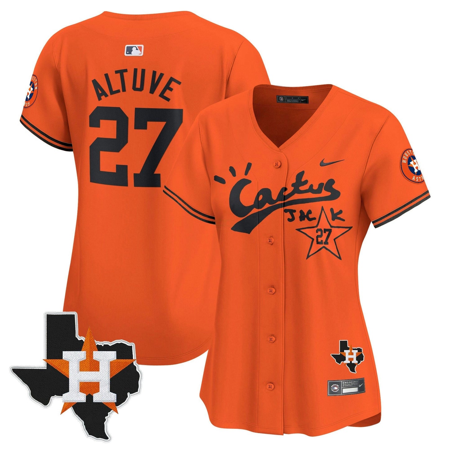 Camisa MLB Women’s Houston Cactus Jack Patch Vapor Premier Limited Jersey V7 – Stitched