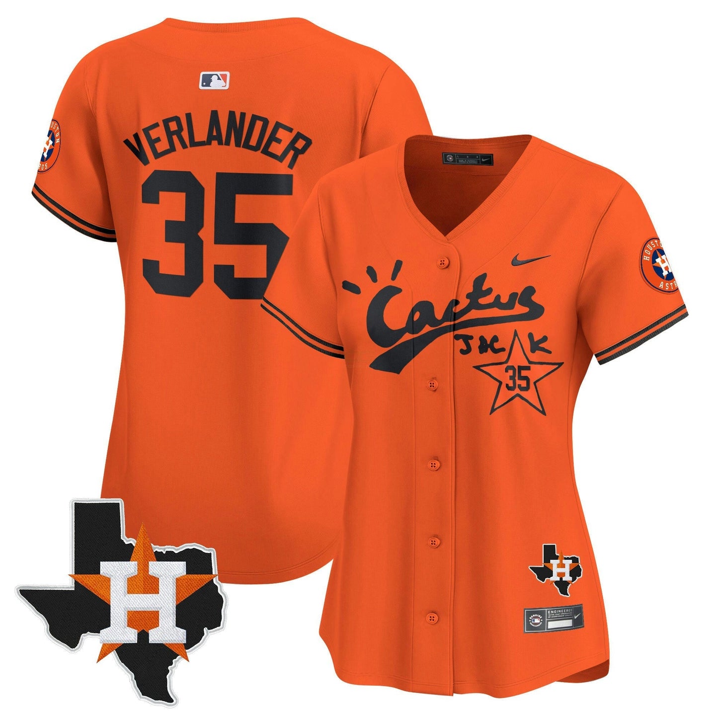 Camisa MLB Women’s Houston Cactus Jack Patch Vapor Premier Limited Jersey V7 – Stitched