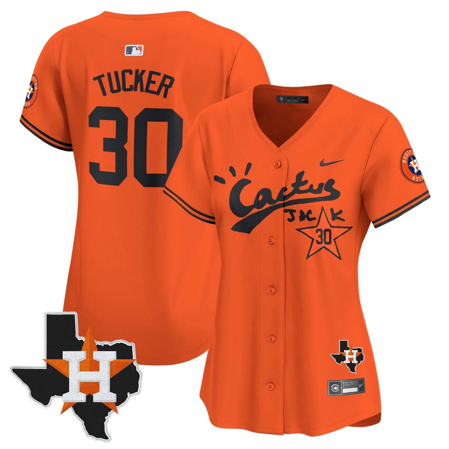 Camisa MLB Women’s Houston Cactus Jack Patch Vapor Premier Limited Jersey V7 – Stitched