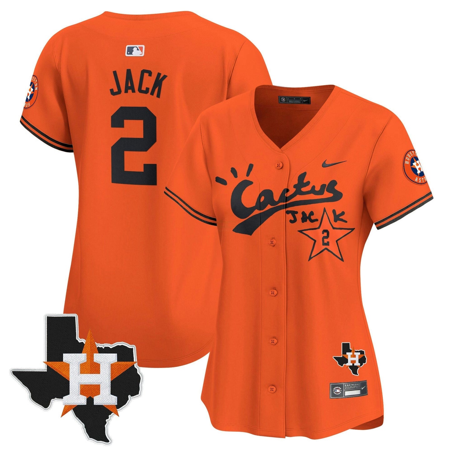 Camisa MLB Women’s Houston Cactus Jack Patch Vapor Premier Limited Jersey V7 – Stitched