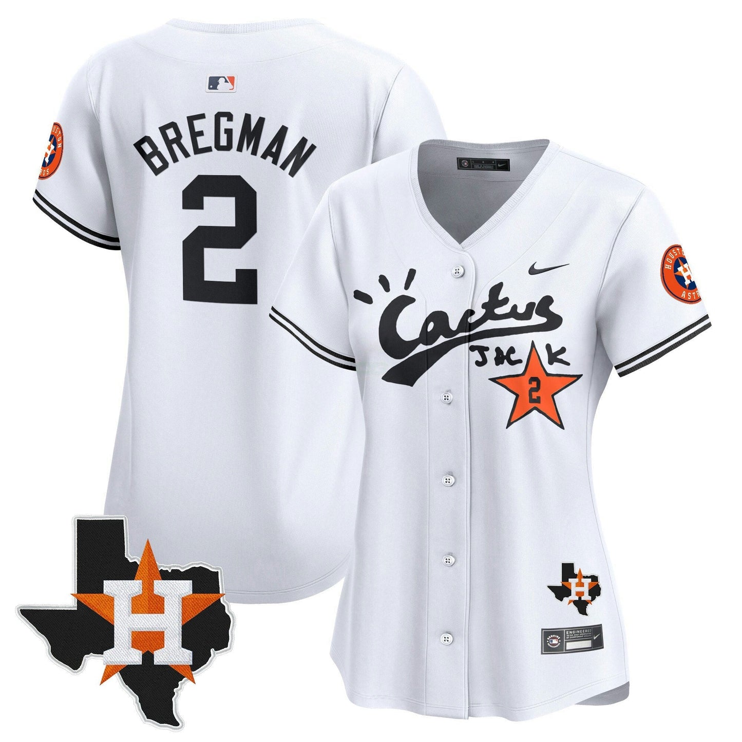 Camisa MLB Women’s Houston Cactus Jack Patch Vapor Premier Limited Jersey V7 – Stitched