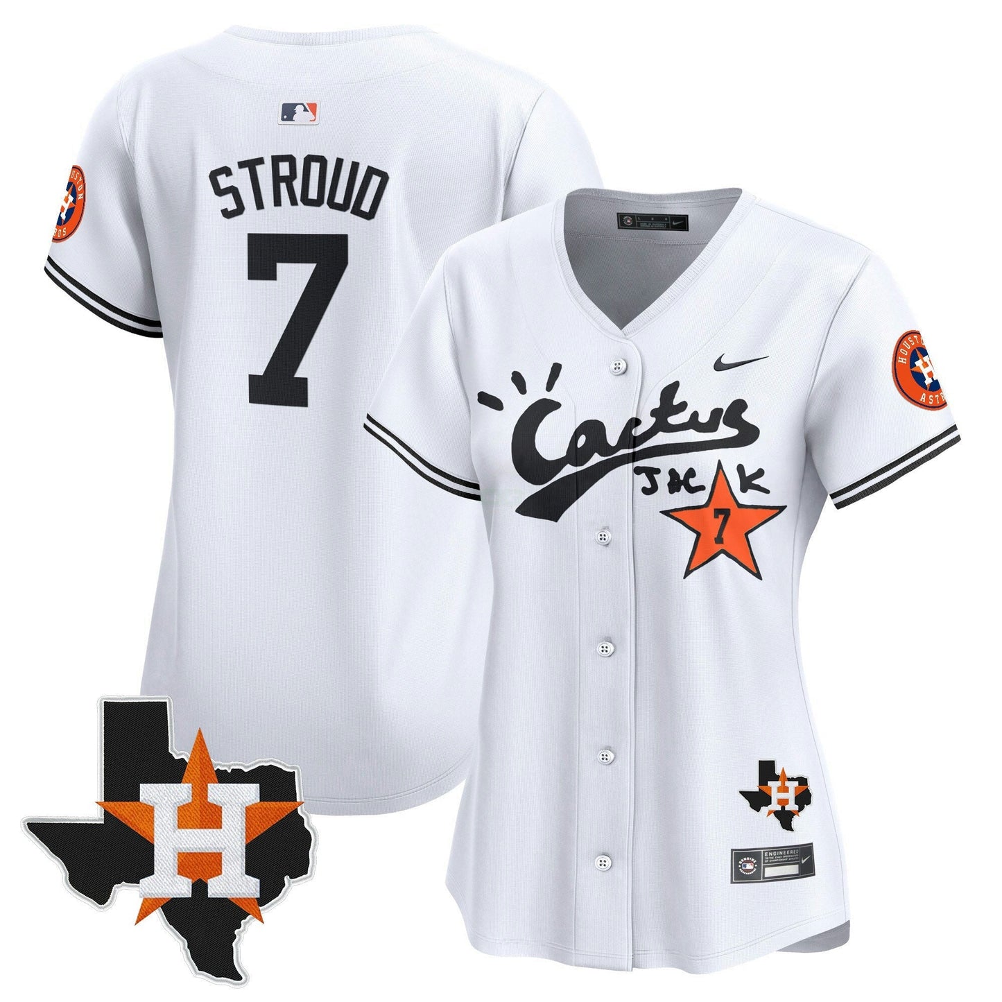 Camisa MLB Women’s Houston Cactus Jack Patch Vapor Premier Limited Jersey V7 – Stitched
